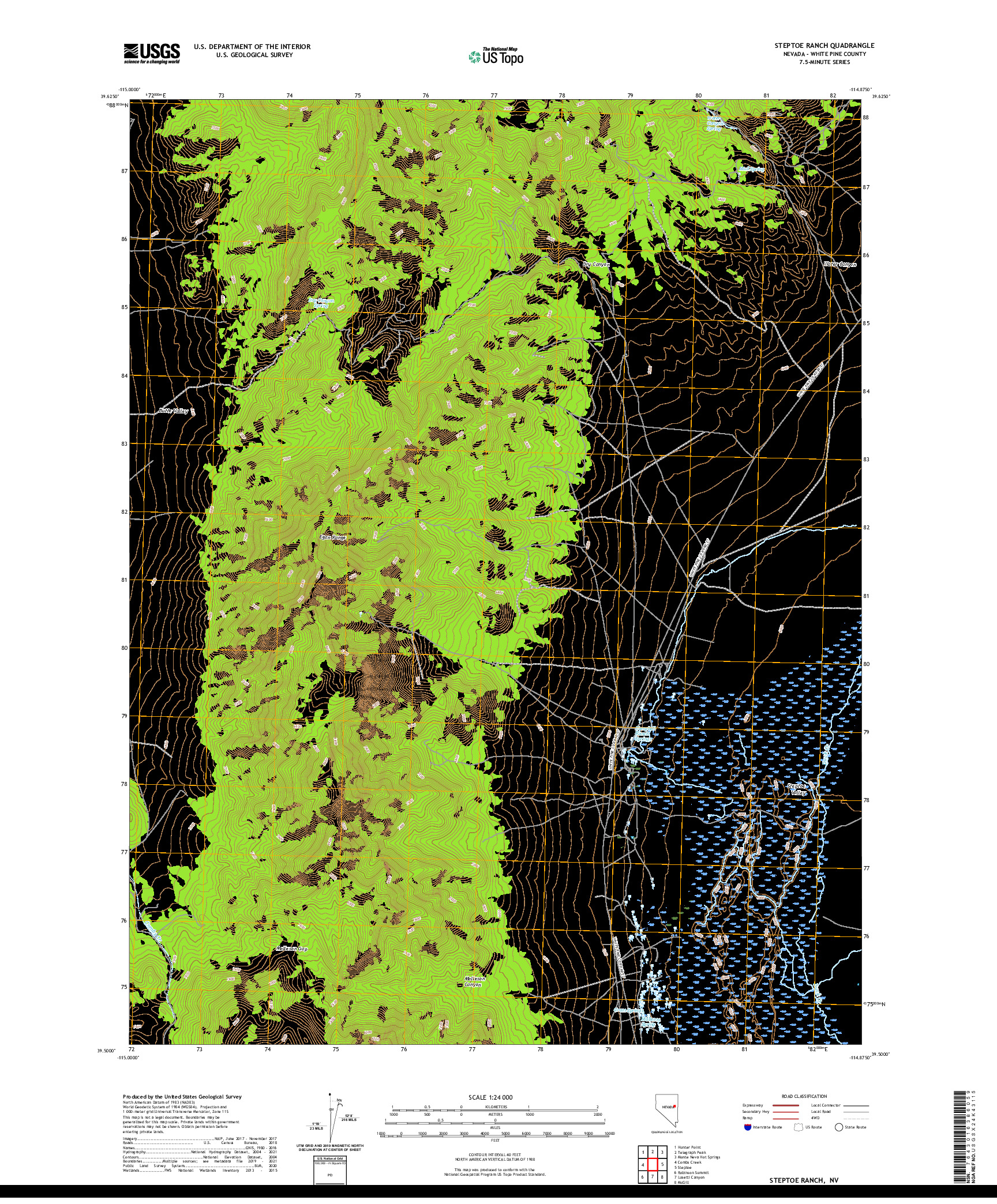 US TOPO 7.5-MINUTE MAP FOR STEPTOE RANCH, NV