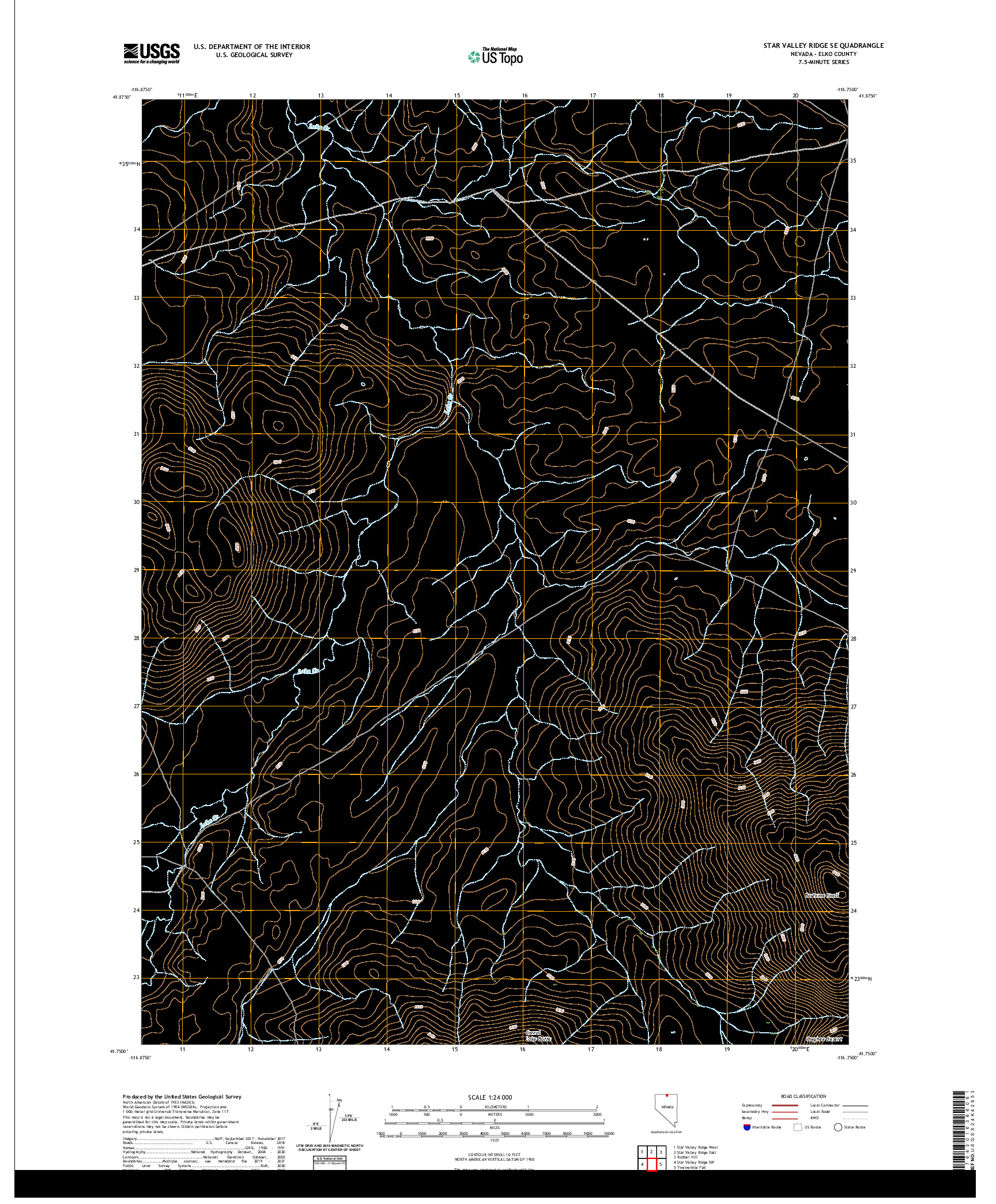 US TOPO 7.5-MINUTE MAP FOR STAR VALLEY RIDGE SE, NV