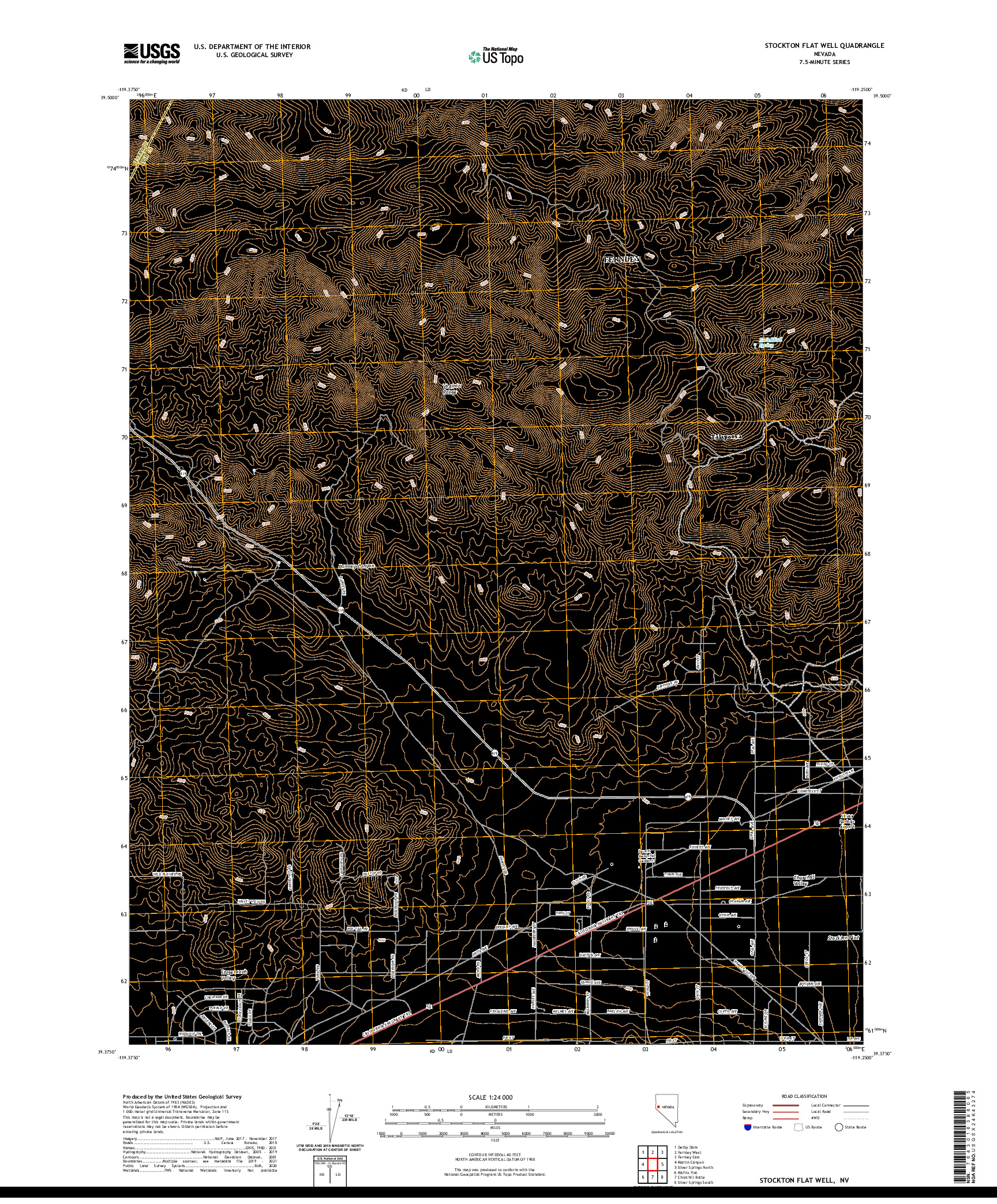 US TOPO 7.5-MINUTE MAP FOR STOCKTON FLAT WELL, NV