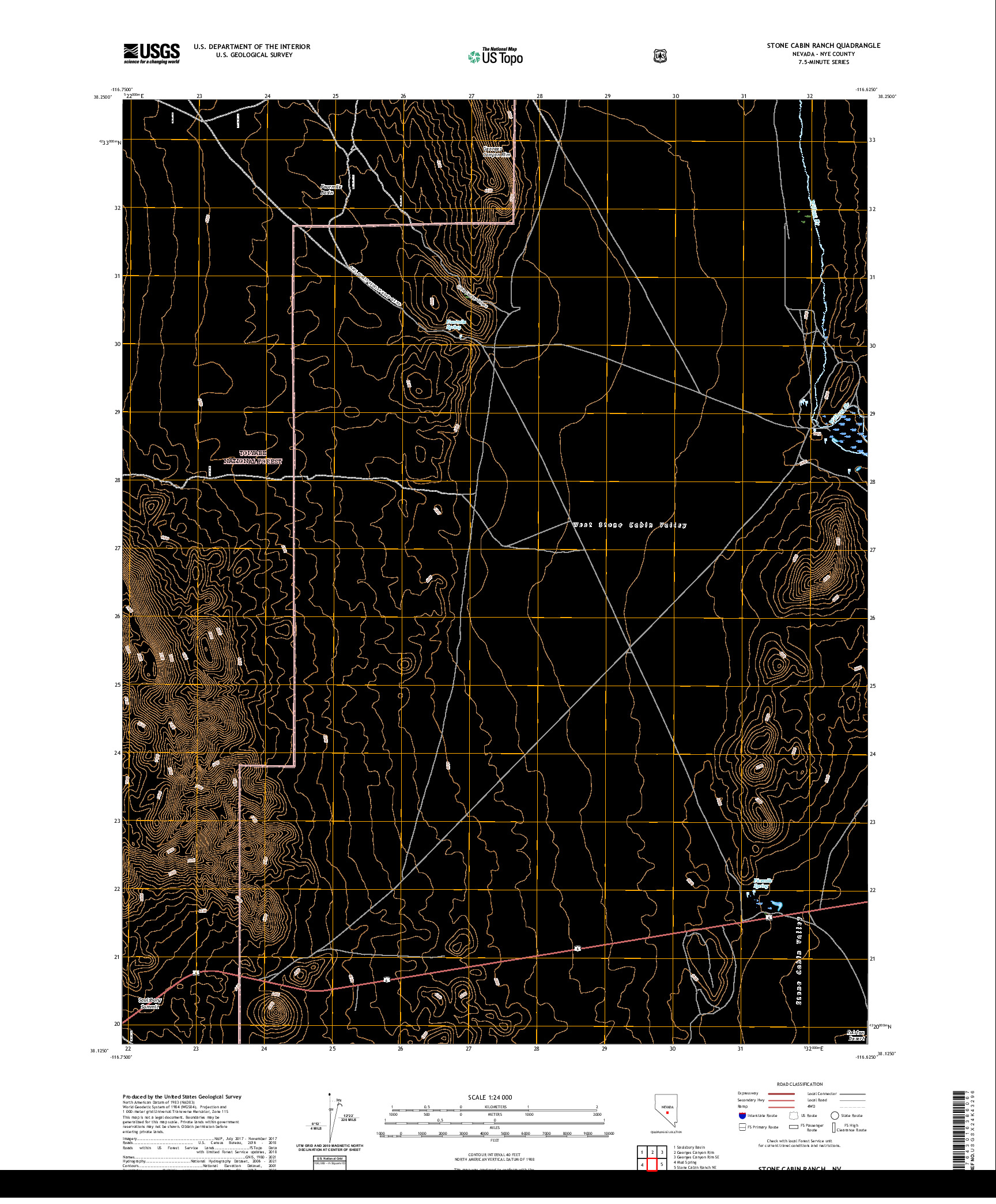 US TOPO 7.5-MINUTE MAP FOR STONE CABIN RANCH, NV