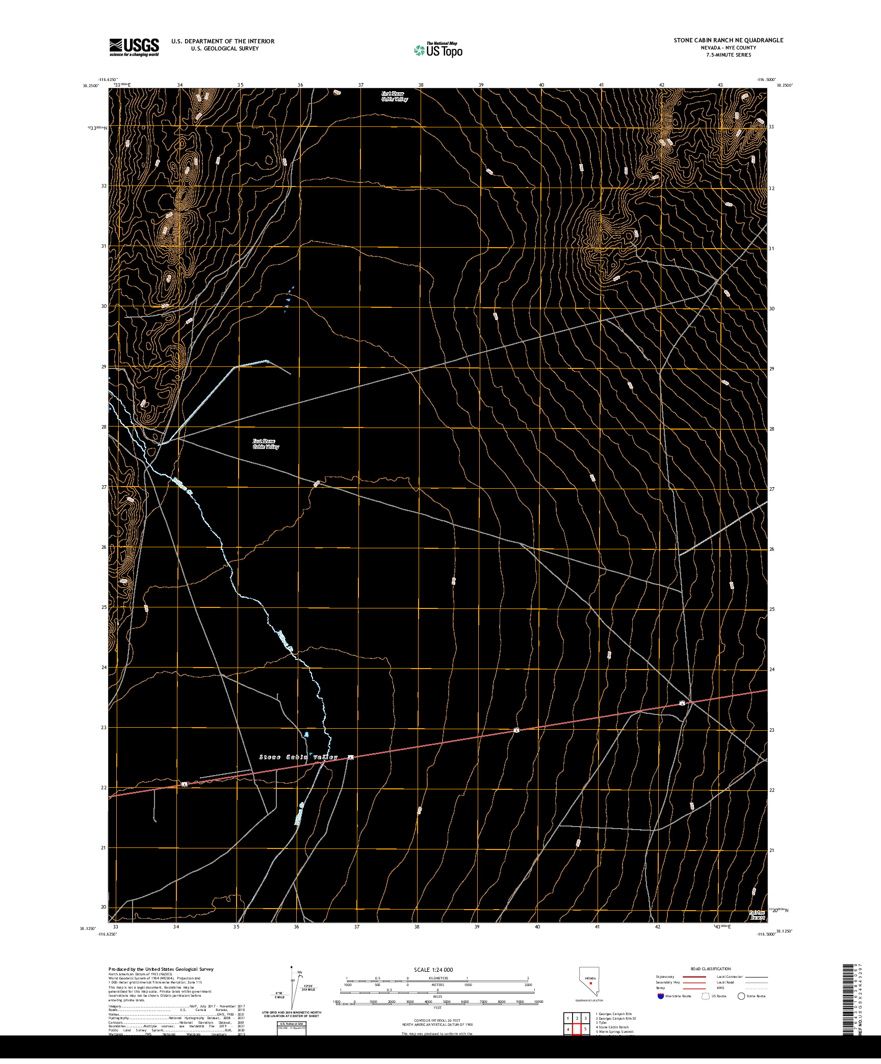 US TOPO 7.5-MINUTE MAP FOR STONE CABIN RANCH NE, NV