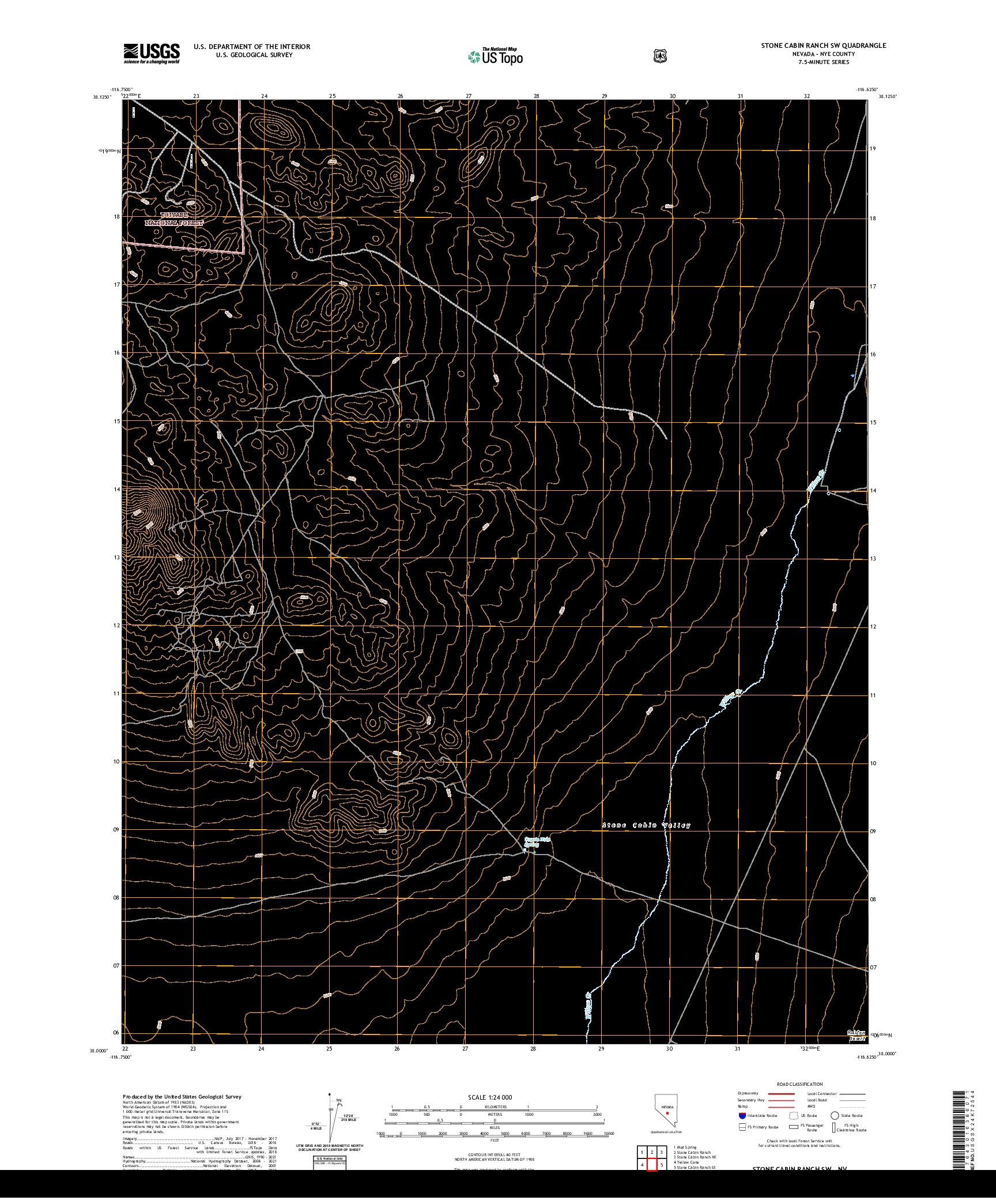 US TOPO 7.5-MINUTE MAP FOR STONE CABIN RANCH SW, NV