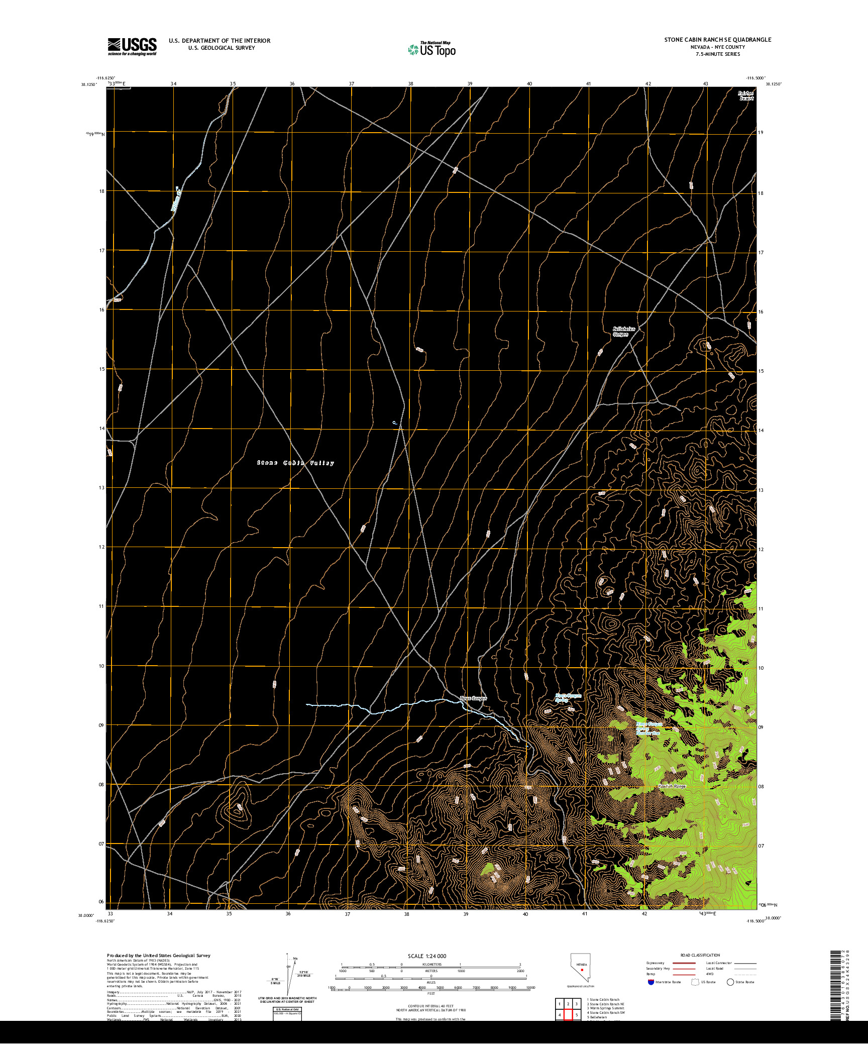 US TOPO 7.5-MINUTE MAP FOR STONE CABIN RANCH SE, NV