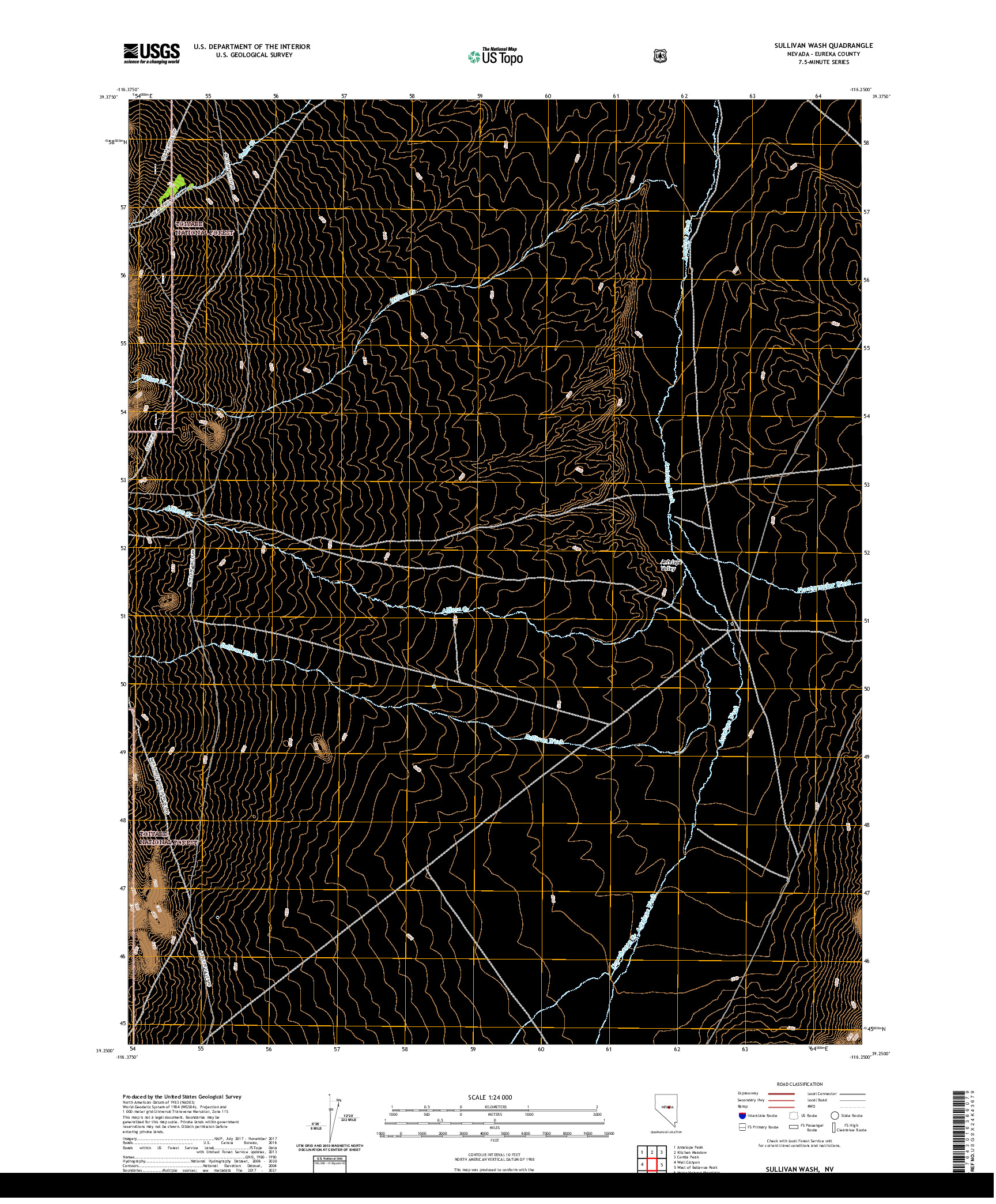 US TOPO 7.5-MINUTE MAP FOR SULLIVAN WASH, NV