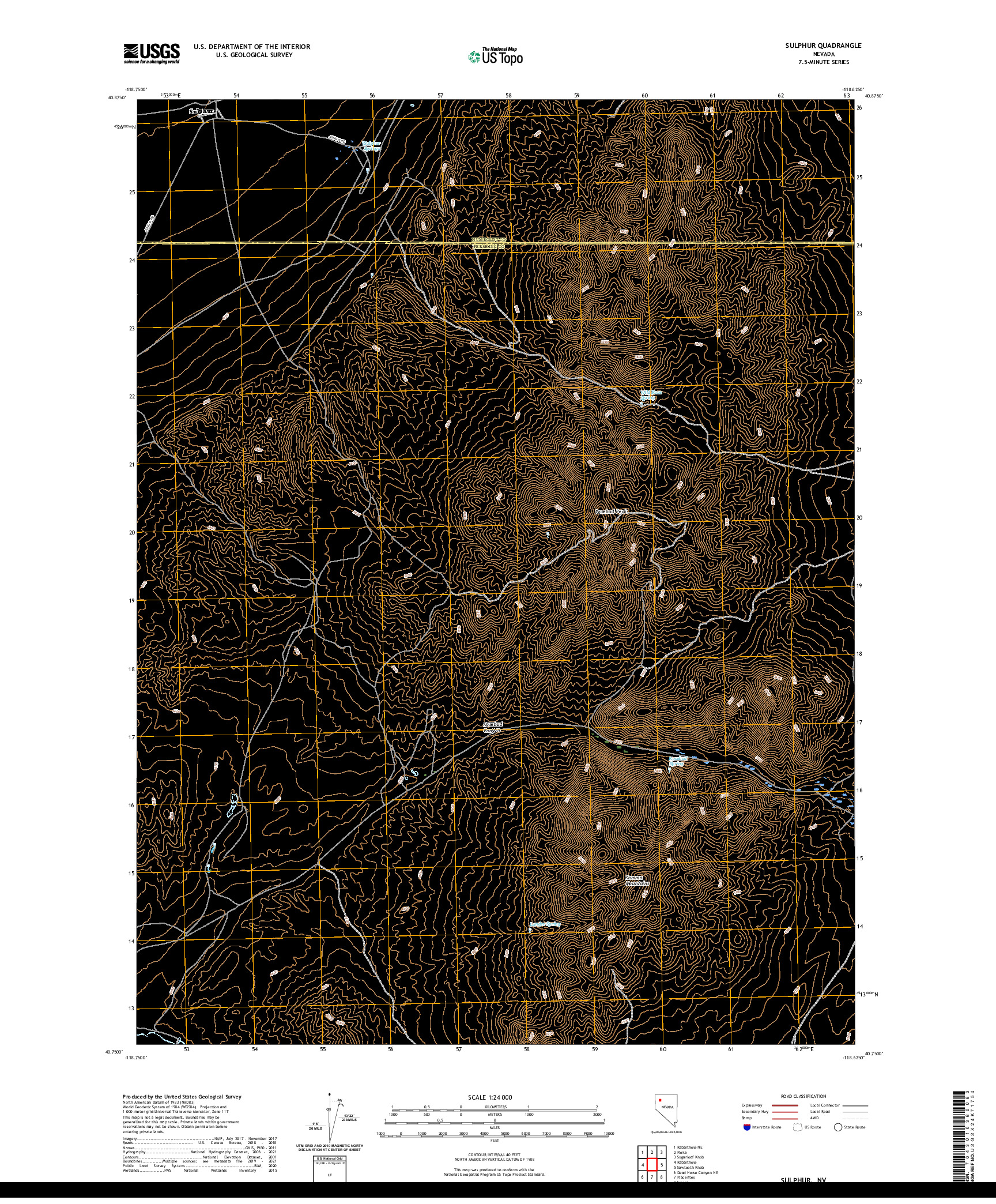 US TOPO 7.5-MINUTE MAP FOR SULPHUR, NV