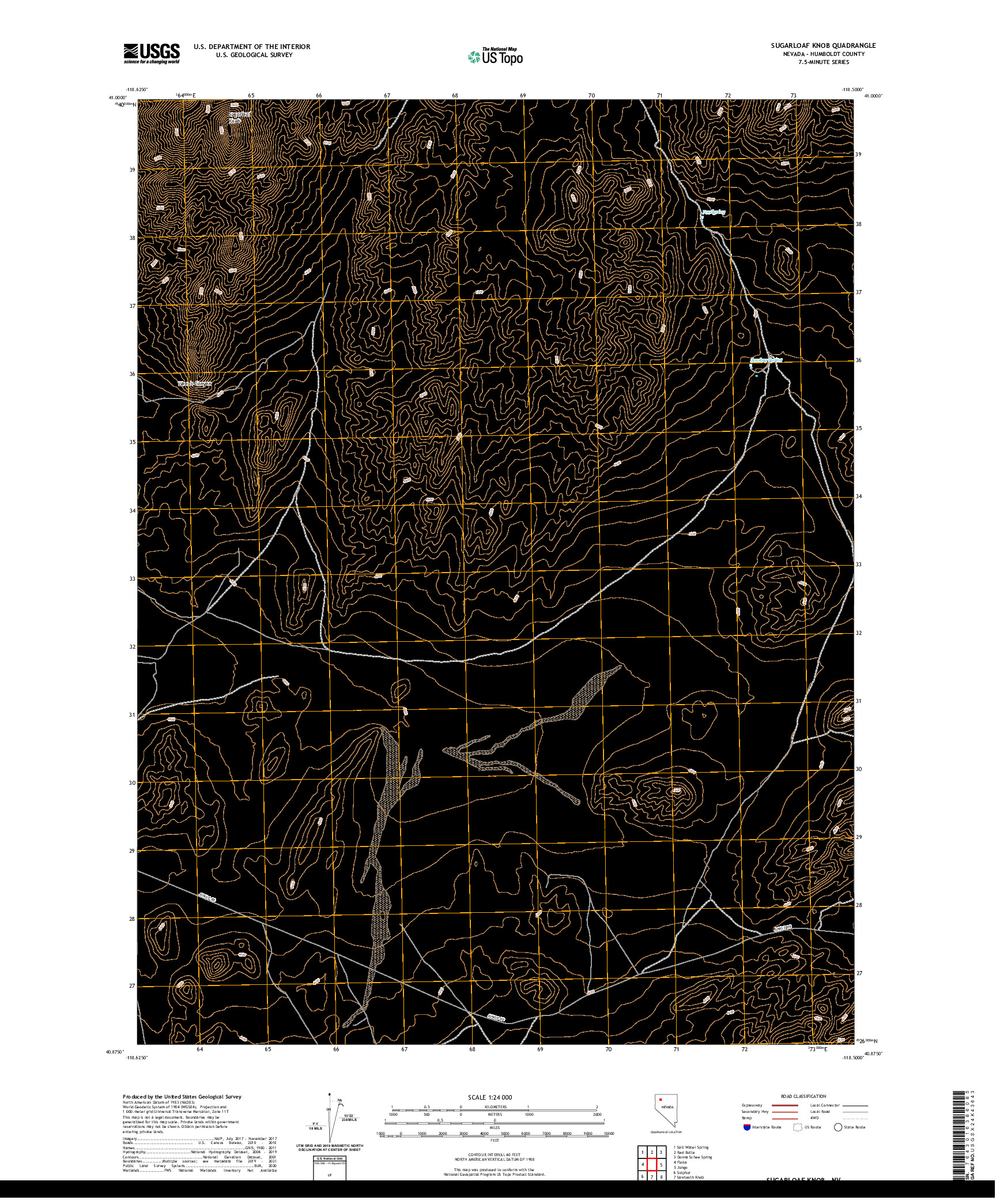 US TOPO 7.5-MINUTE MAP FOR SUGARLOAF KNOB, NV