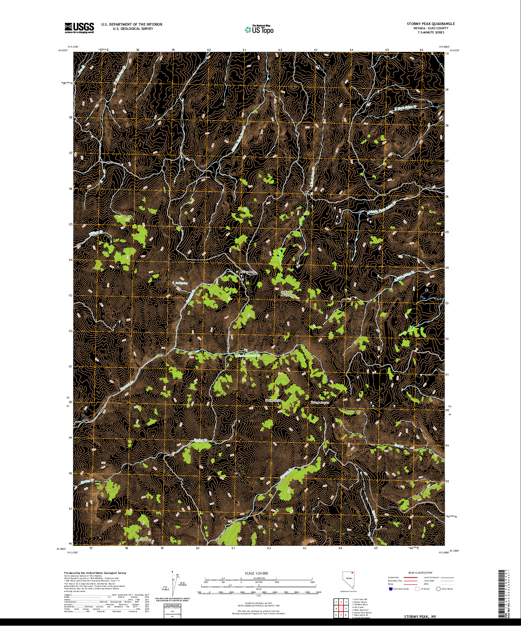 US TOPO 7.5-MINUTE MAP FOR STORMY PEAK, NV