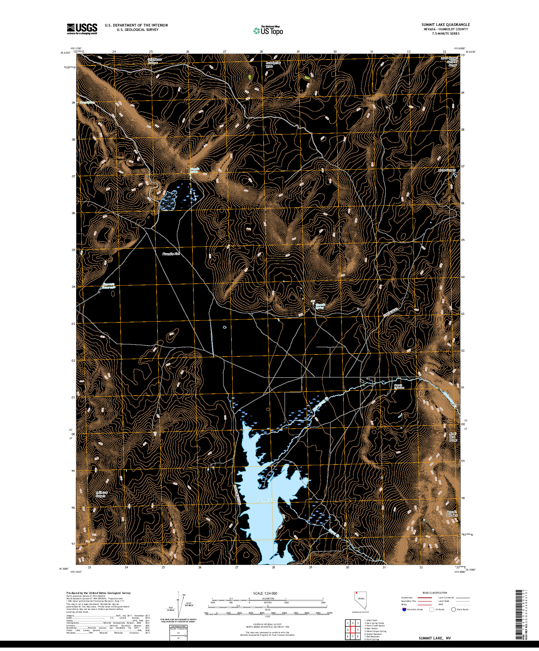 US TOPO 7.5-MINUTE MAP FOR SUMMIT LAKE, NV