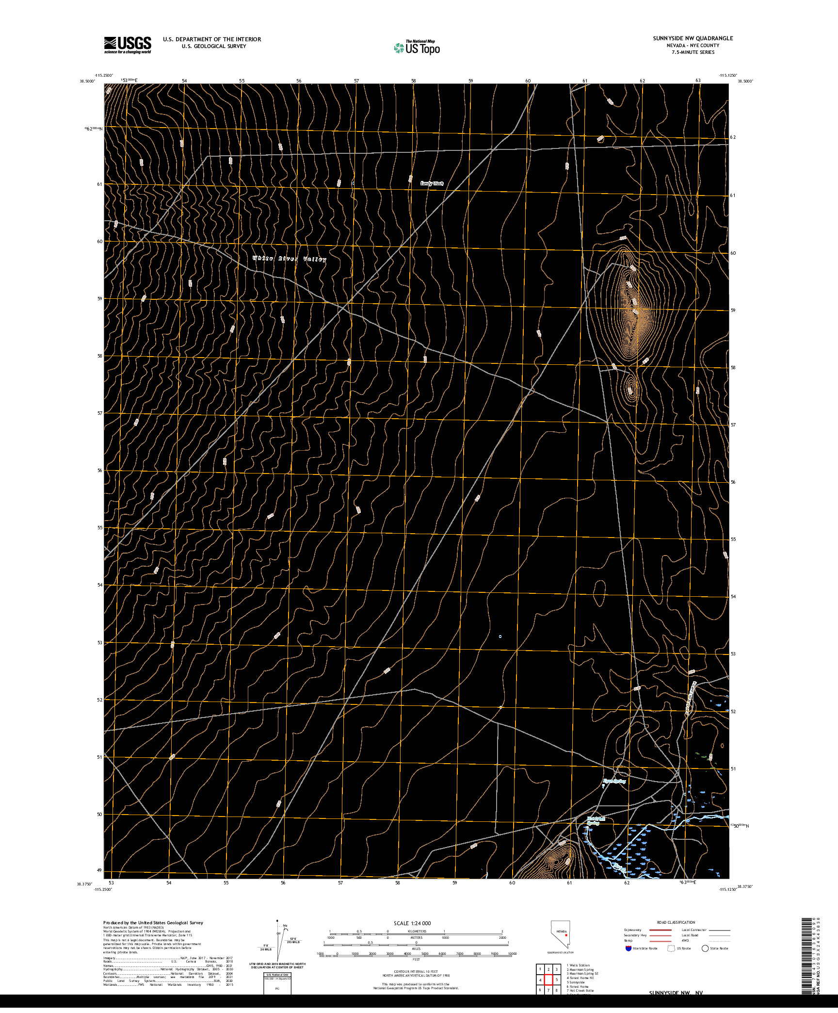 US TOPO 7.5-MINUTE MAP FOR SUNNYSIDE NW, NV