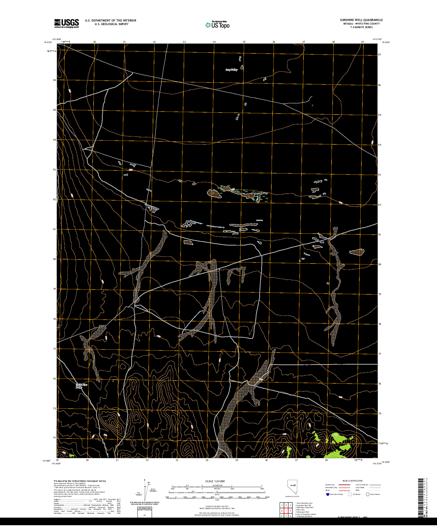 US TOPO 7.5-MINUTE MAP FOR SUNSHINE WELL, NV