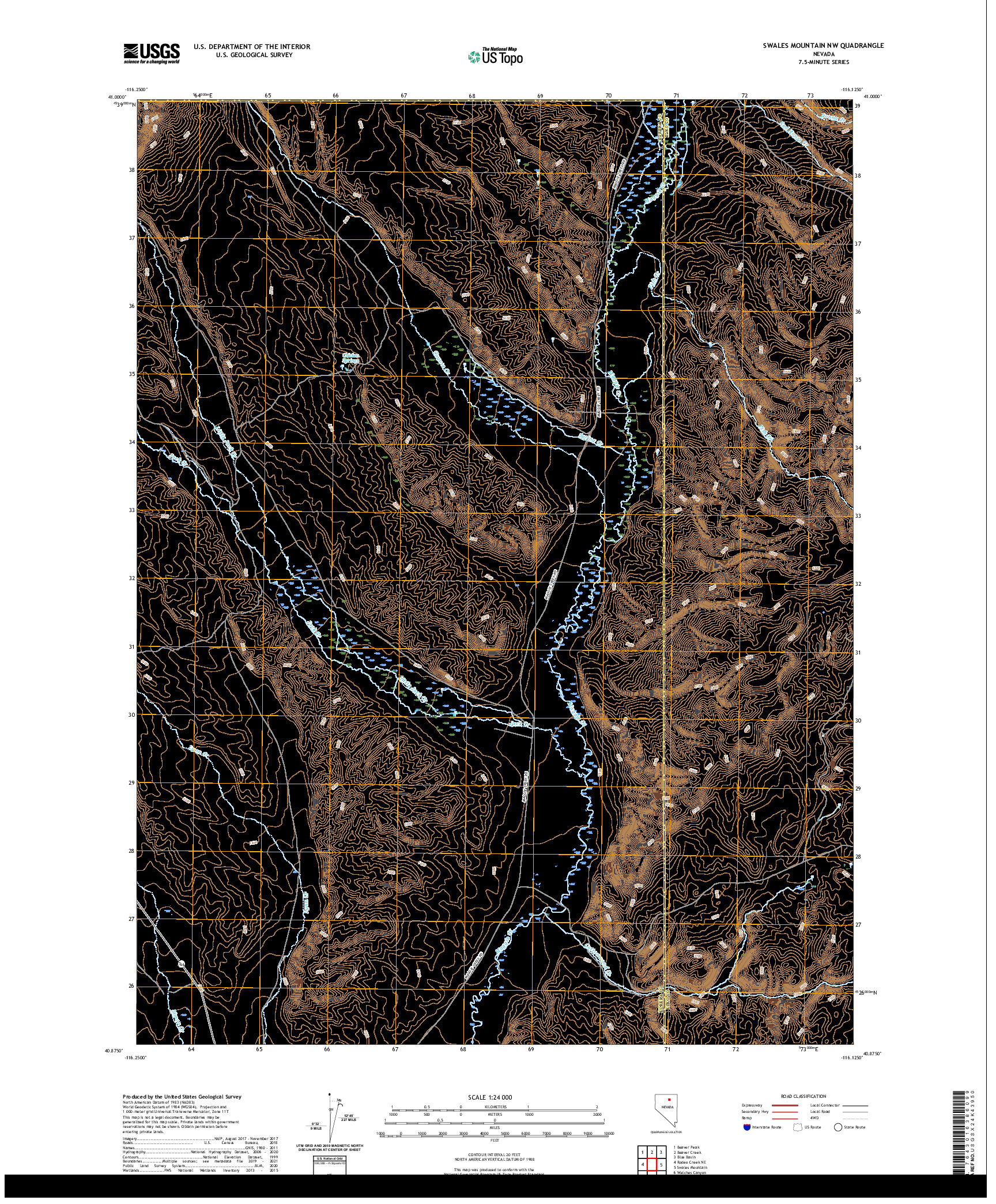 US TOPO 7.5-MINUTE MAP FOR SWALES MOUNTAIN NW, NV