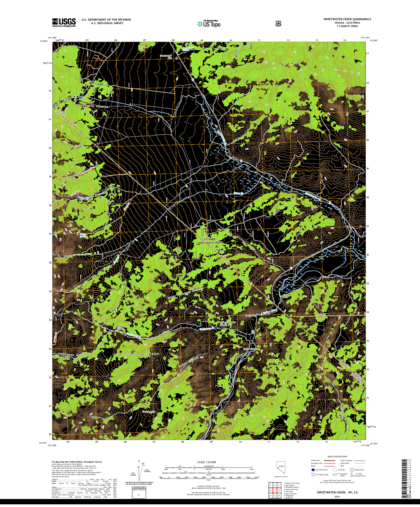 US TOPO 7.5-MINUTE MAP FOR SWEETWATER CREEK, NV,CA