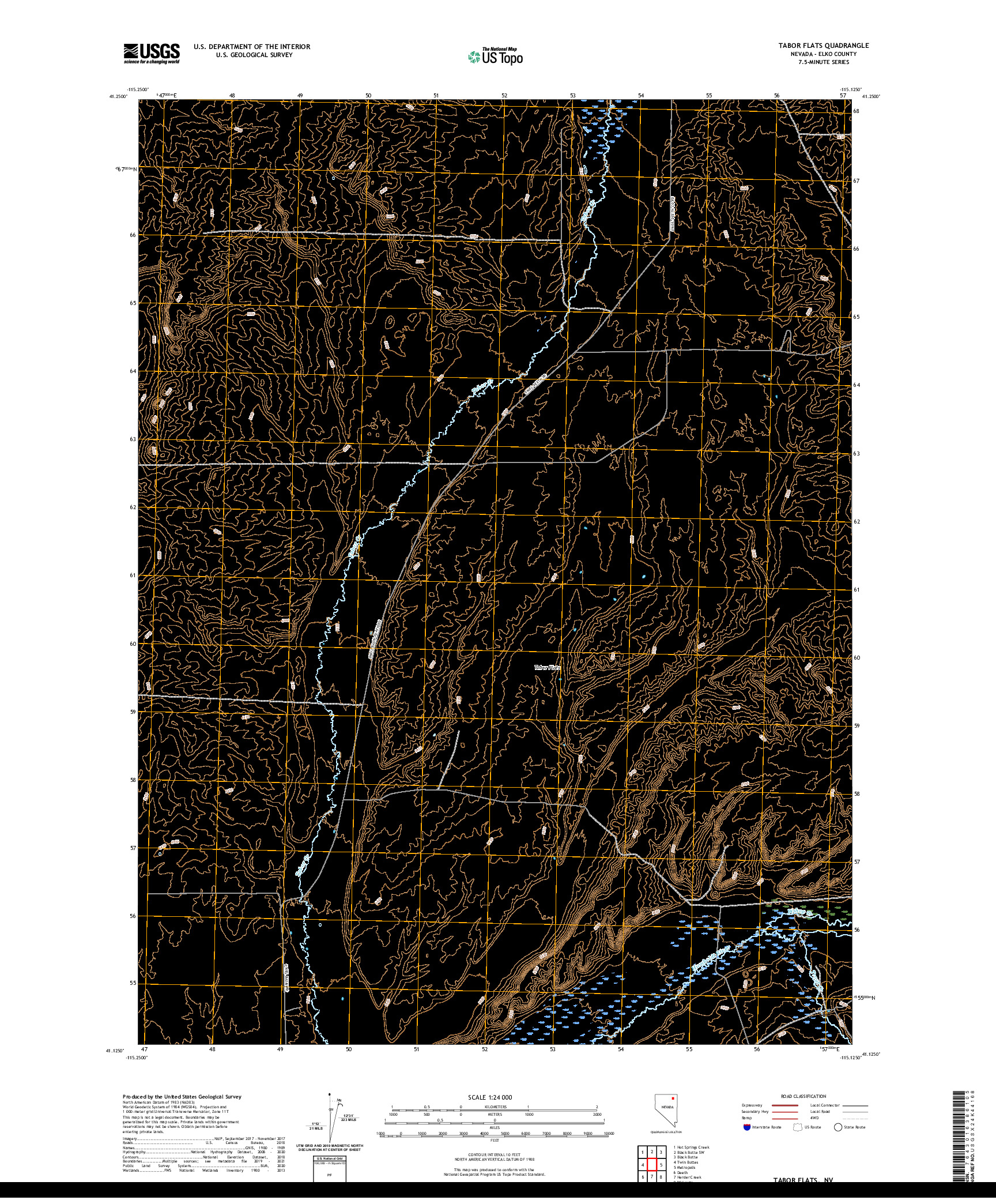 US TOPO 7.5-MINUTE MAP FOR TABOR FLATS, NV