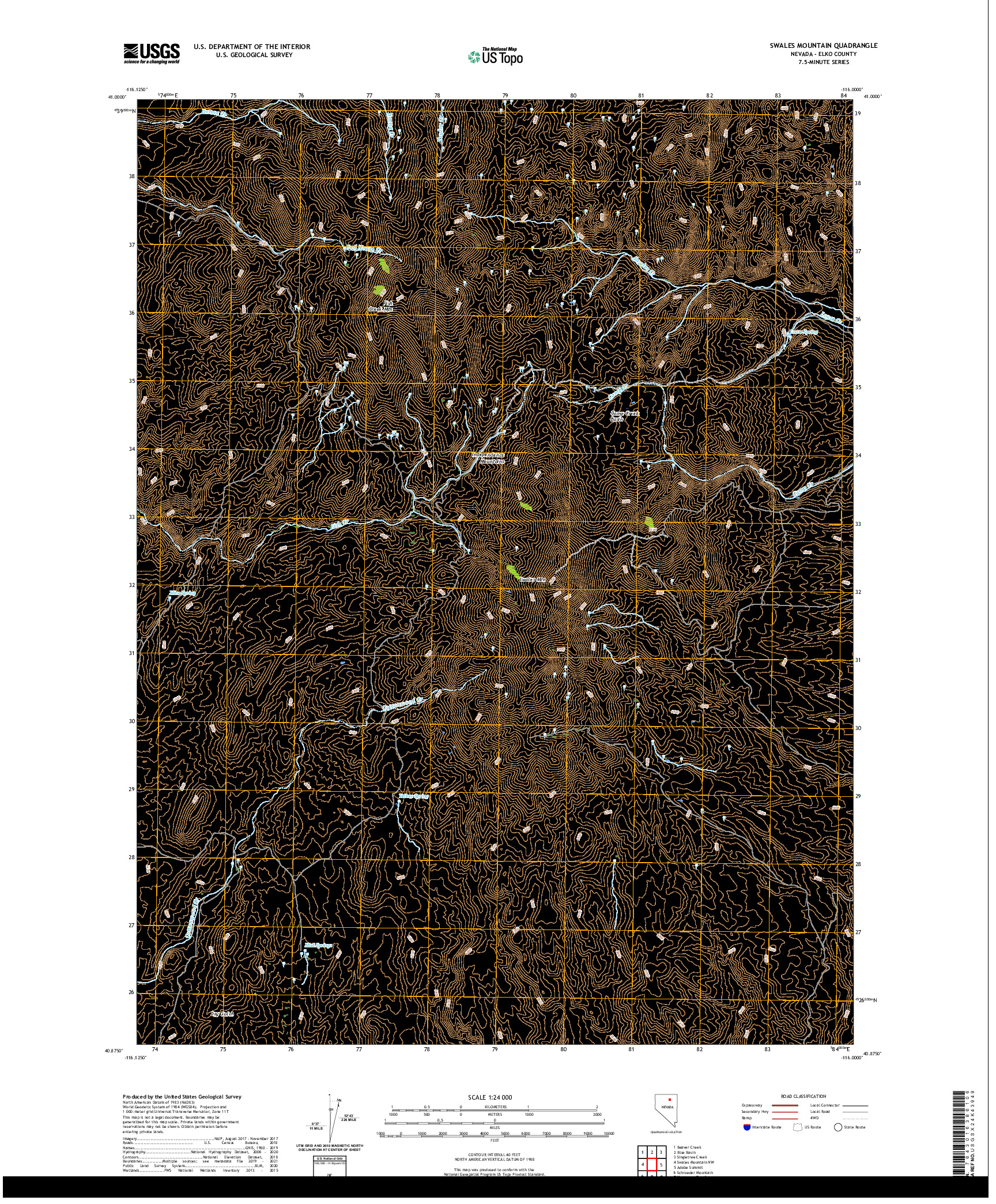 US TOPO 7.5-MINUTE MAP FOR SWALES MOUNTAIN, NV