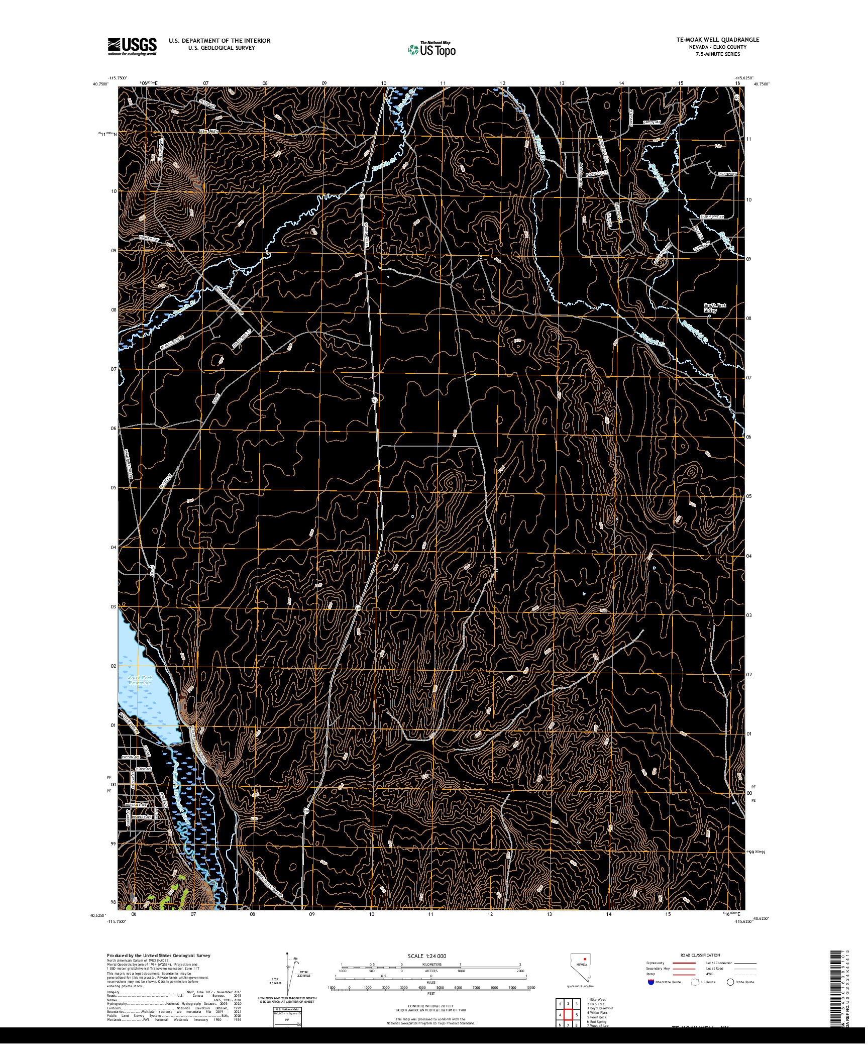 US TOPO 7.5-MINUTE MAP FOR TE-MOAK WELL, NV