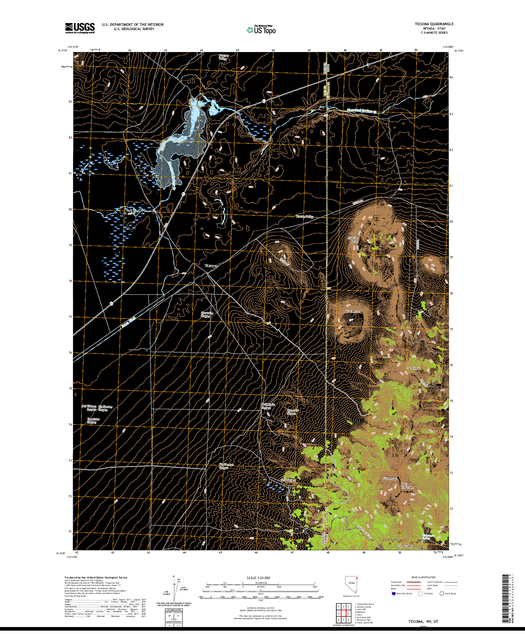 US TOPO 7.5-MINUTE MAP FOR TECOMA, NV,UT