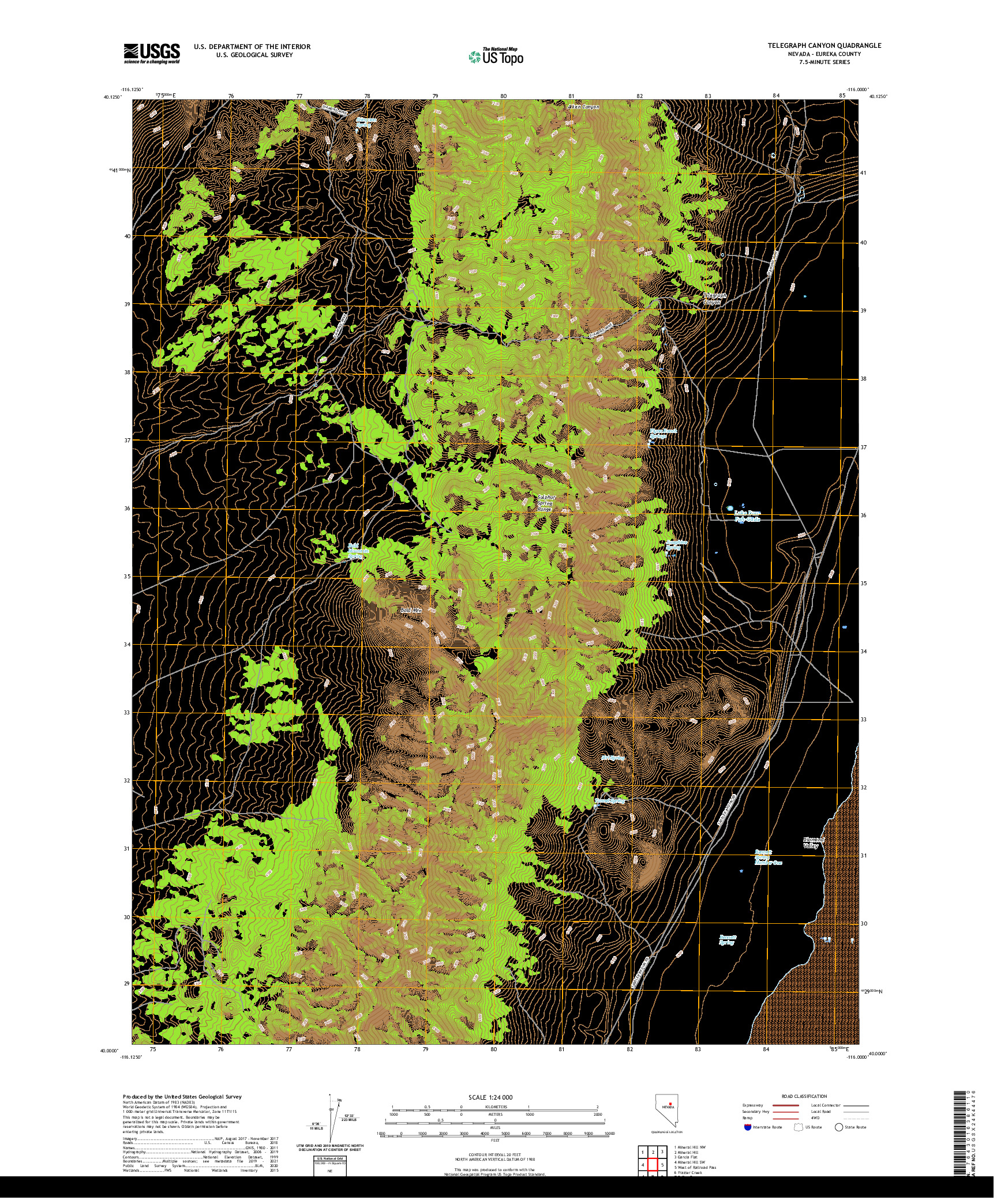 US TOPO 7.5-MINUTE MAP FOR TELEGRAPH CANYON, NV