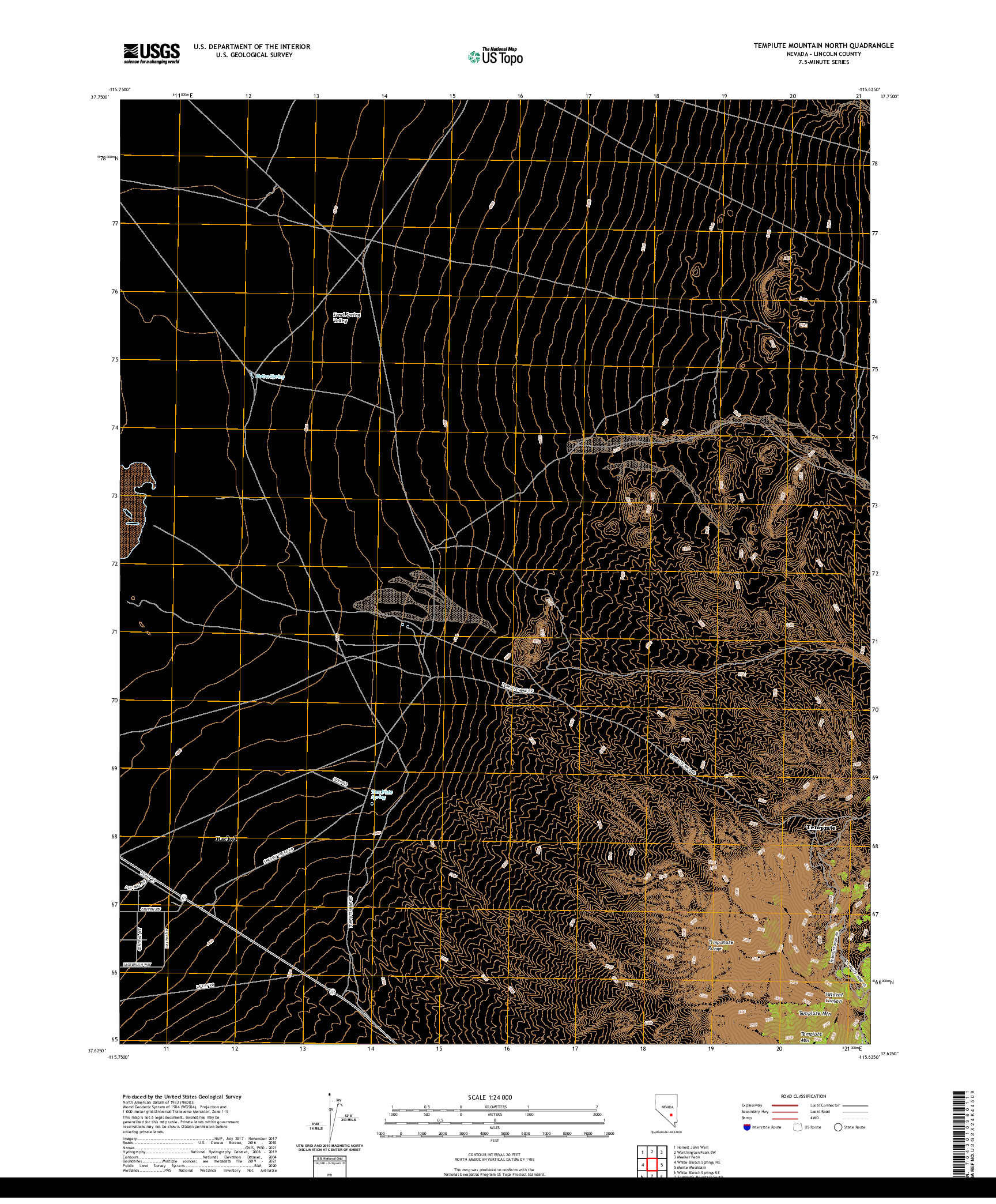 US TOPO 7.5-MINUTE MAP FOR TEMPIUTE MOUNTAIN NORTH, NV