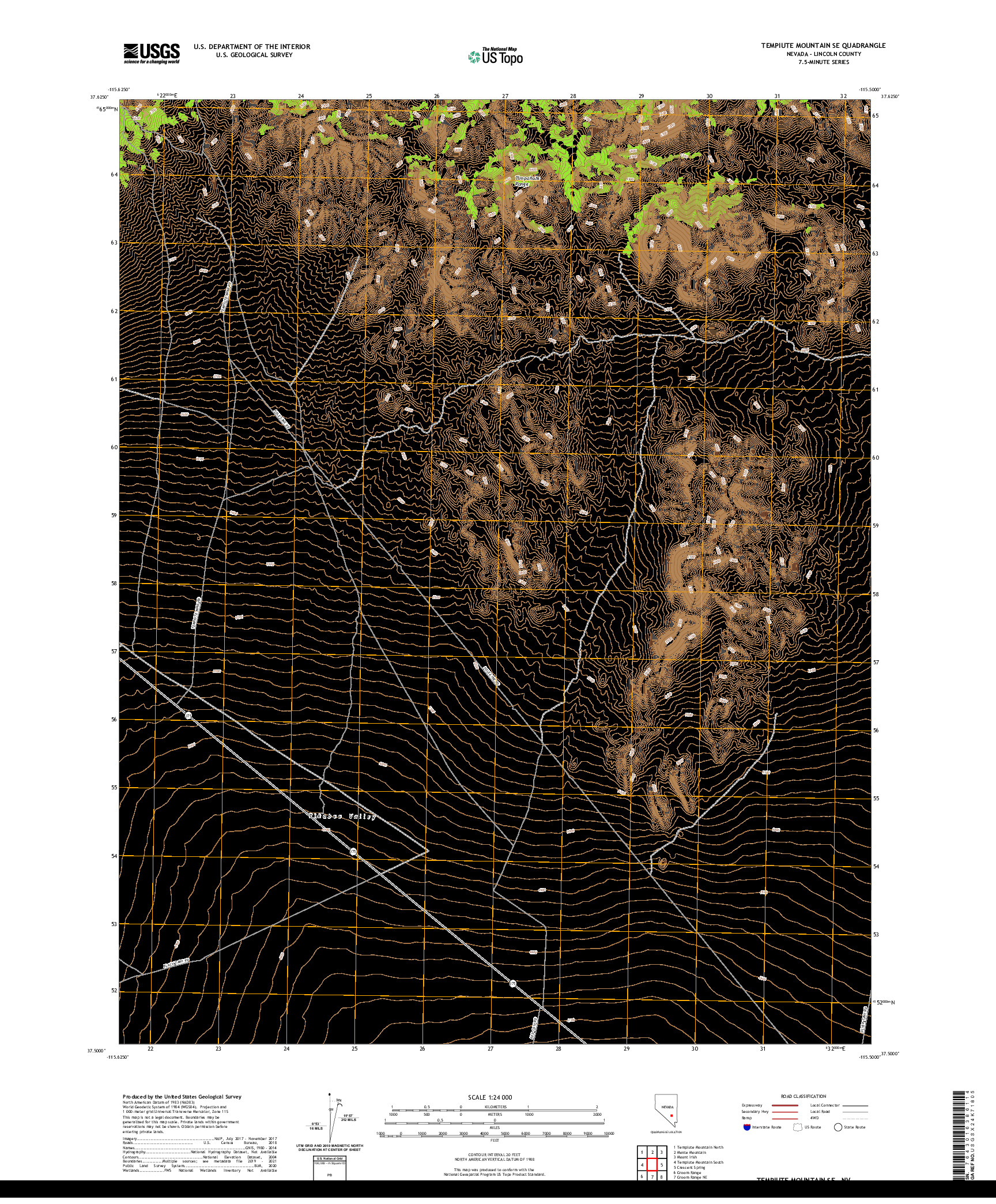 US TOPO 7.5-MINUTE MAP FOR TEMPIUTE MOUNTAIN SE, NV