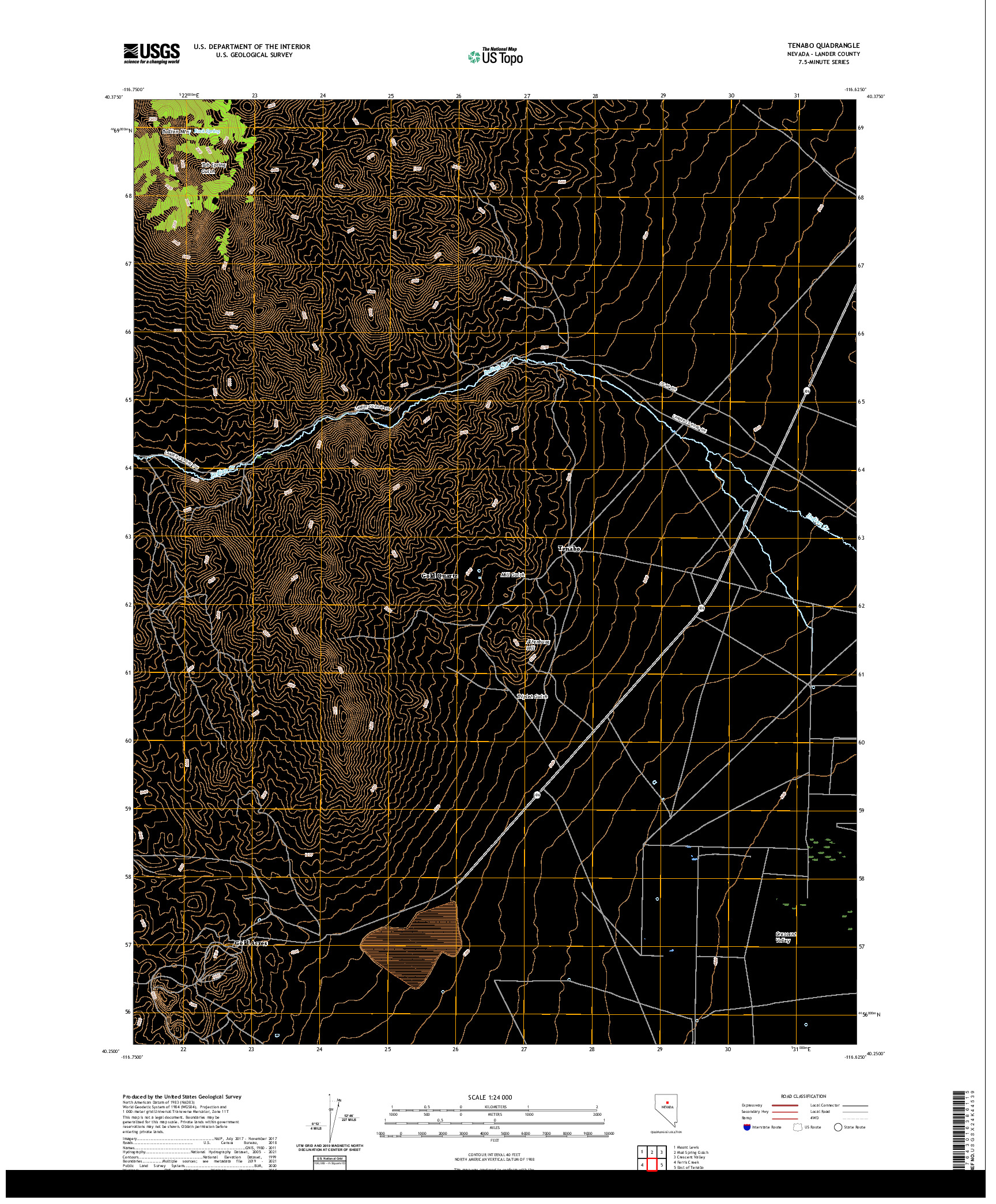 US TOPO 7.5-MINUTE MAP FOR TENABO, NV