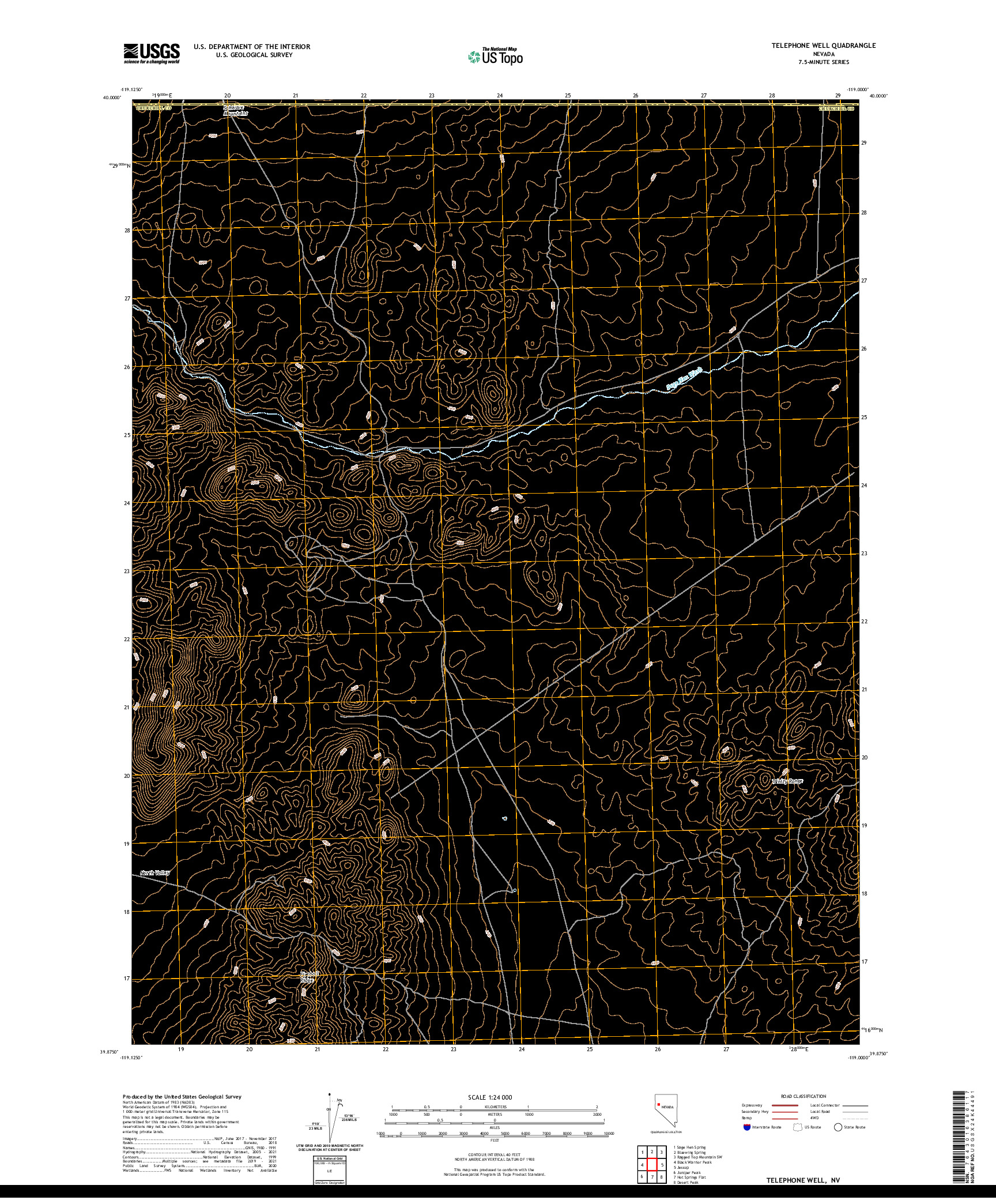 US TOPO 7.5-MINUTE MAP FOR TELEPHONE WELL, NV