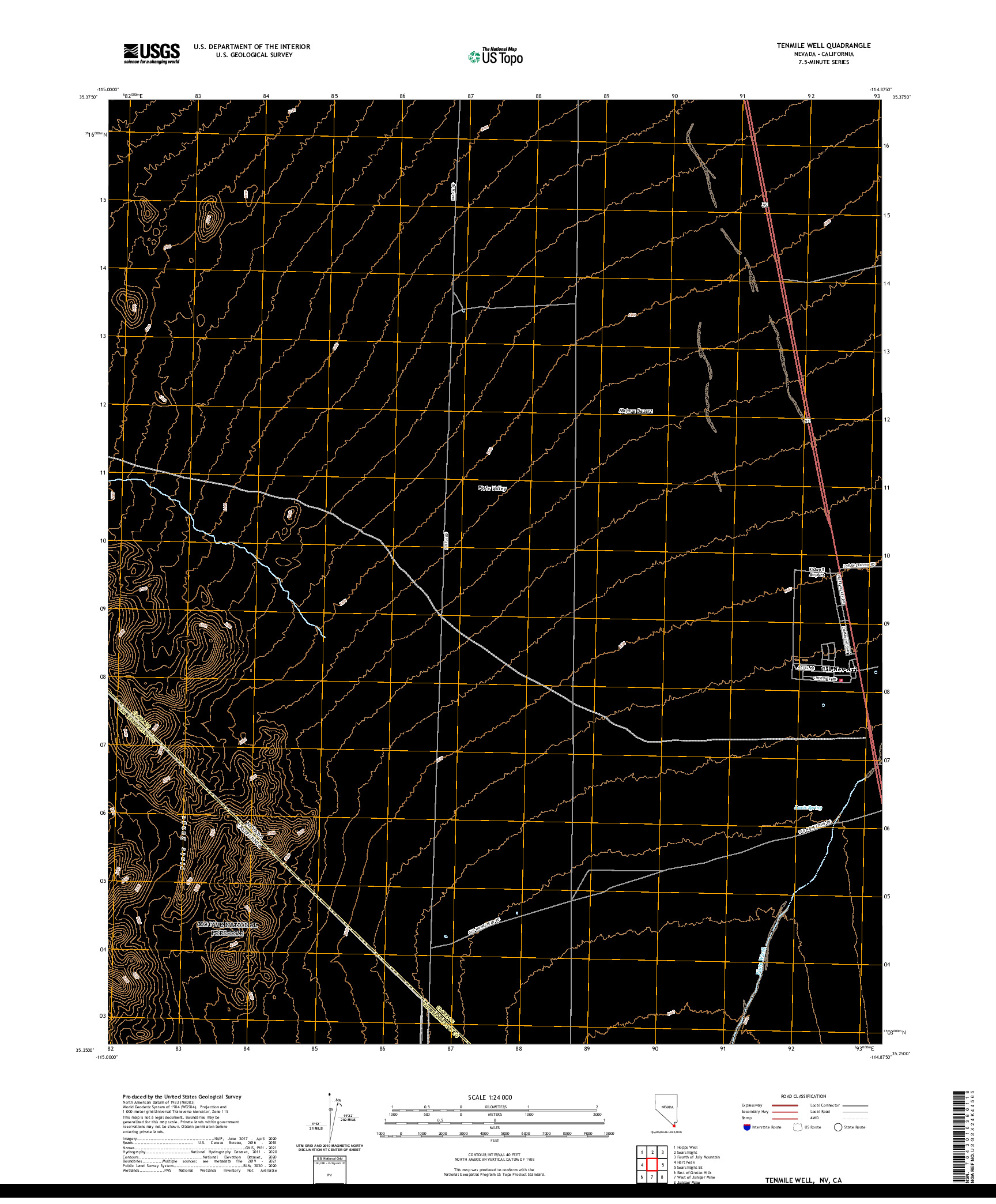 US TOPO 7.5-MINUTE MAP FOR TENMILE WELL, NV,CA