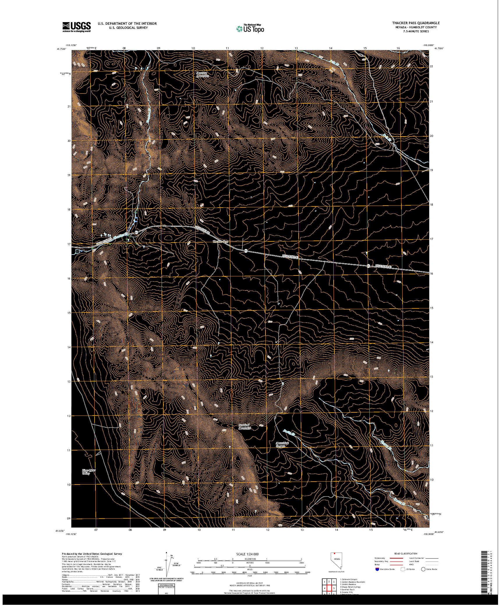 US TOPO 7.5-MINUTE MAP FOR THACKER PASS, NV