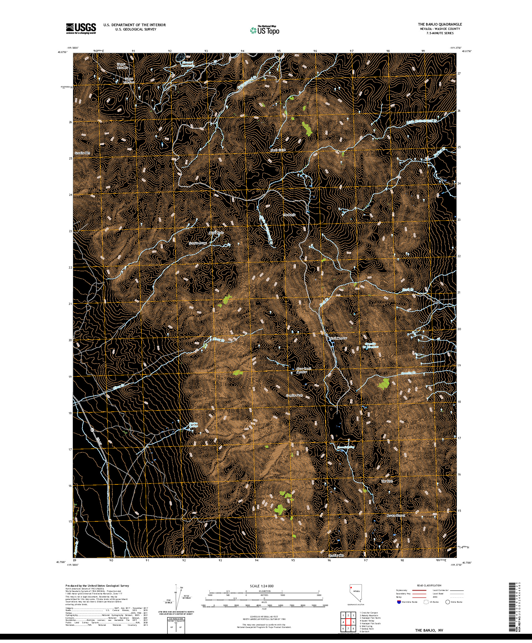US TOPO 7.5-MINUTE MAP FOR THE BANJO, NV