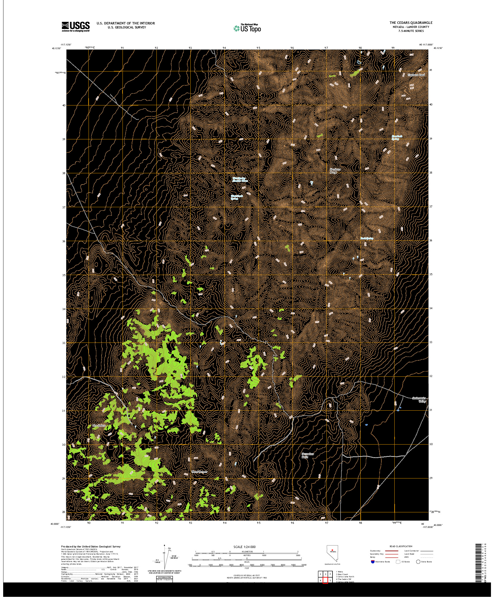 US TOPO 7.5-MINUTE MAP FOR THE CEDARS, NV