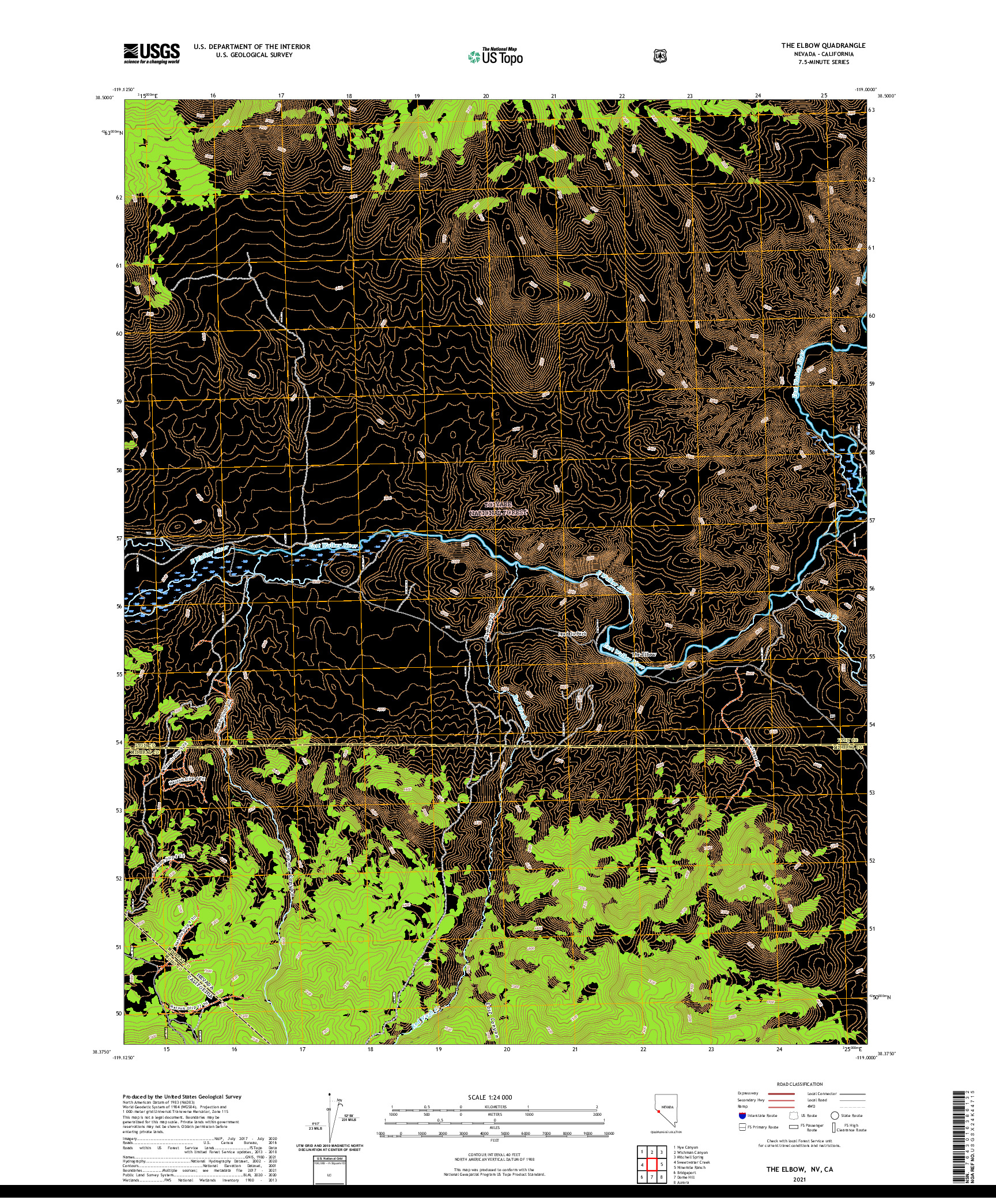 US TOPO 7.5-MINUTE MAP FOR THE ELBOW, NV,CA