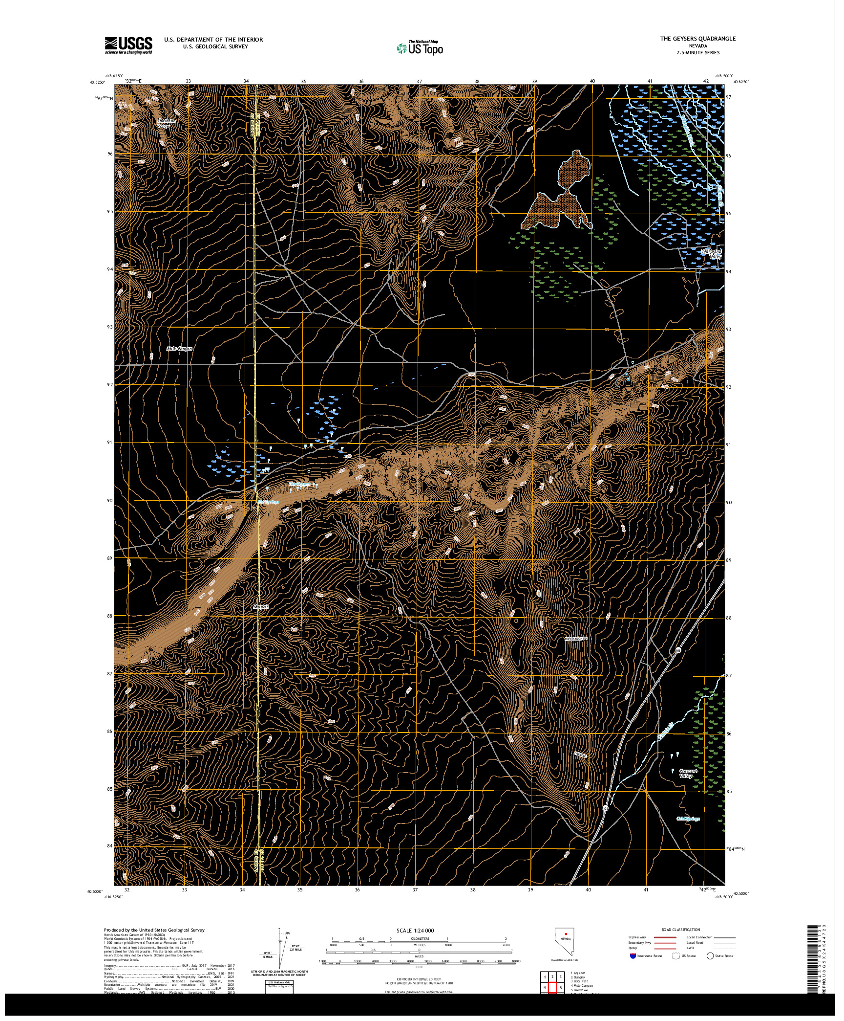 US TOPO 7.5-MINUTE MAP FOR THE GEYSERS, NV