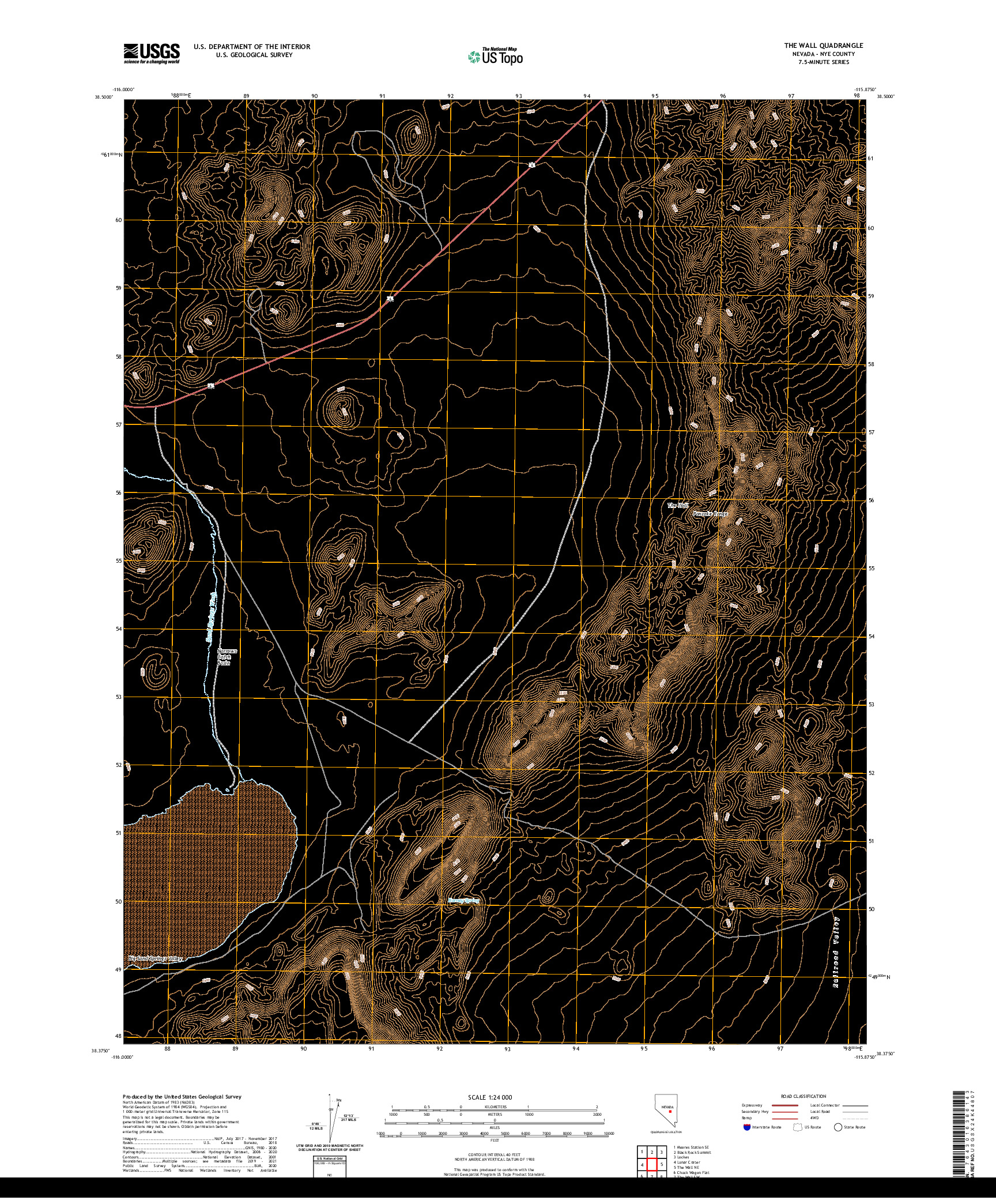 US TOPO 7.5-MINUTE MAP FOR THE WALL, NV