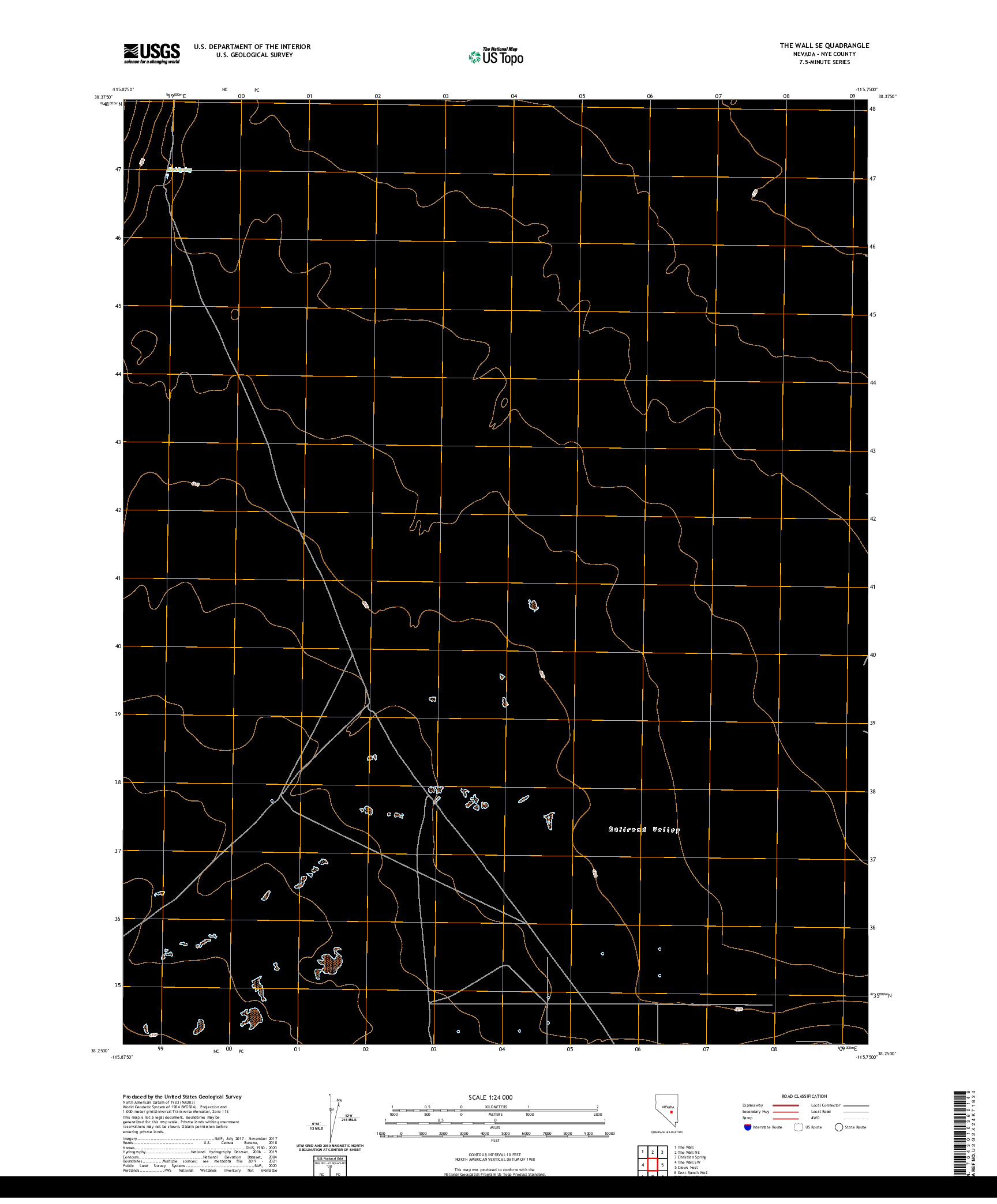 US TOPO 7.5-MINUTE MAP FOR THE WALL SE, NV