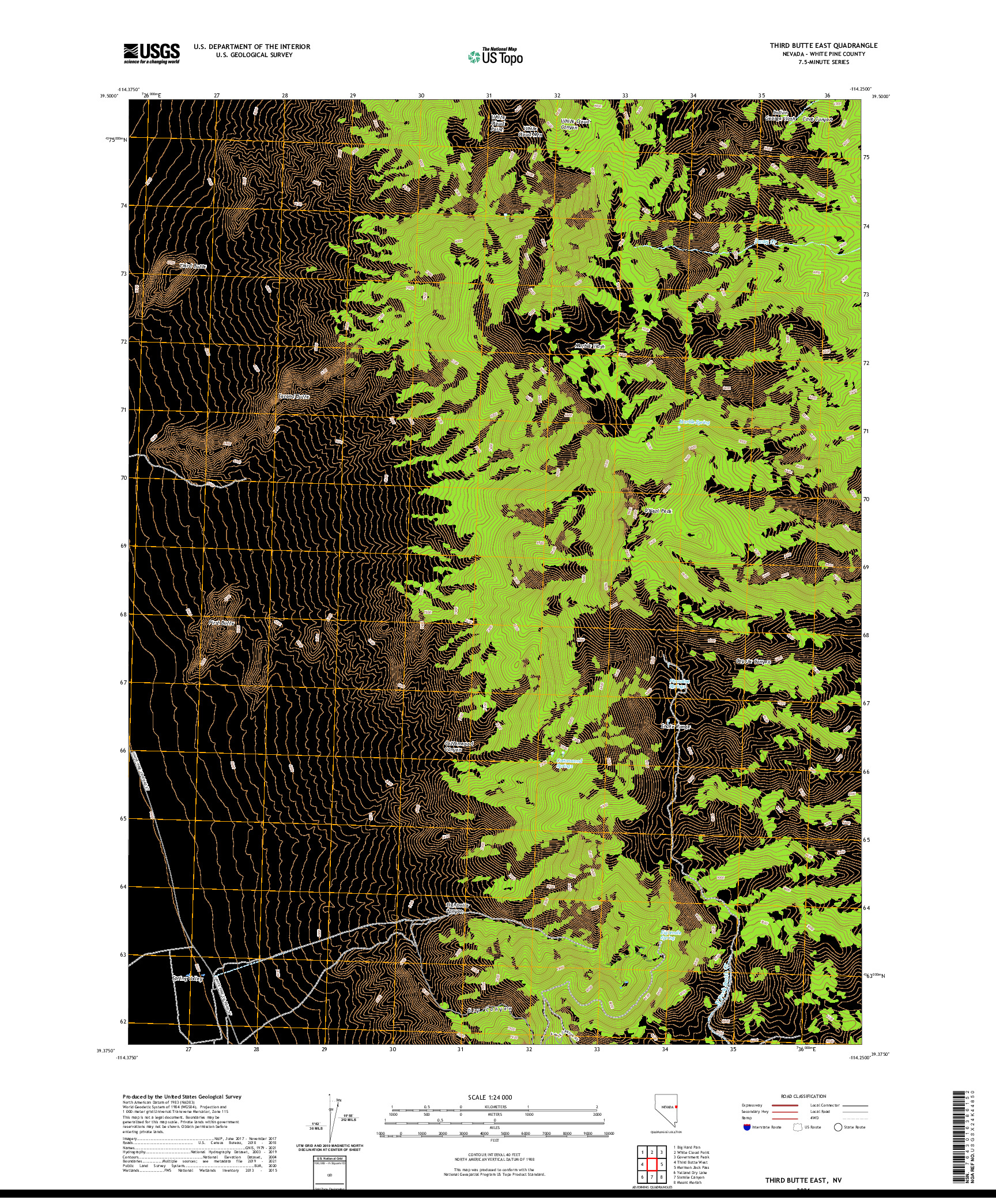 US TOPO 7.5-MINUTE MAP FOR THIRD BUTTE EAST, NV