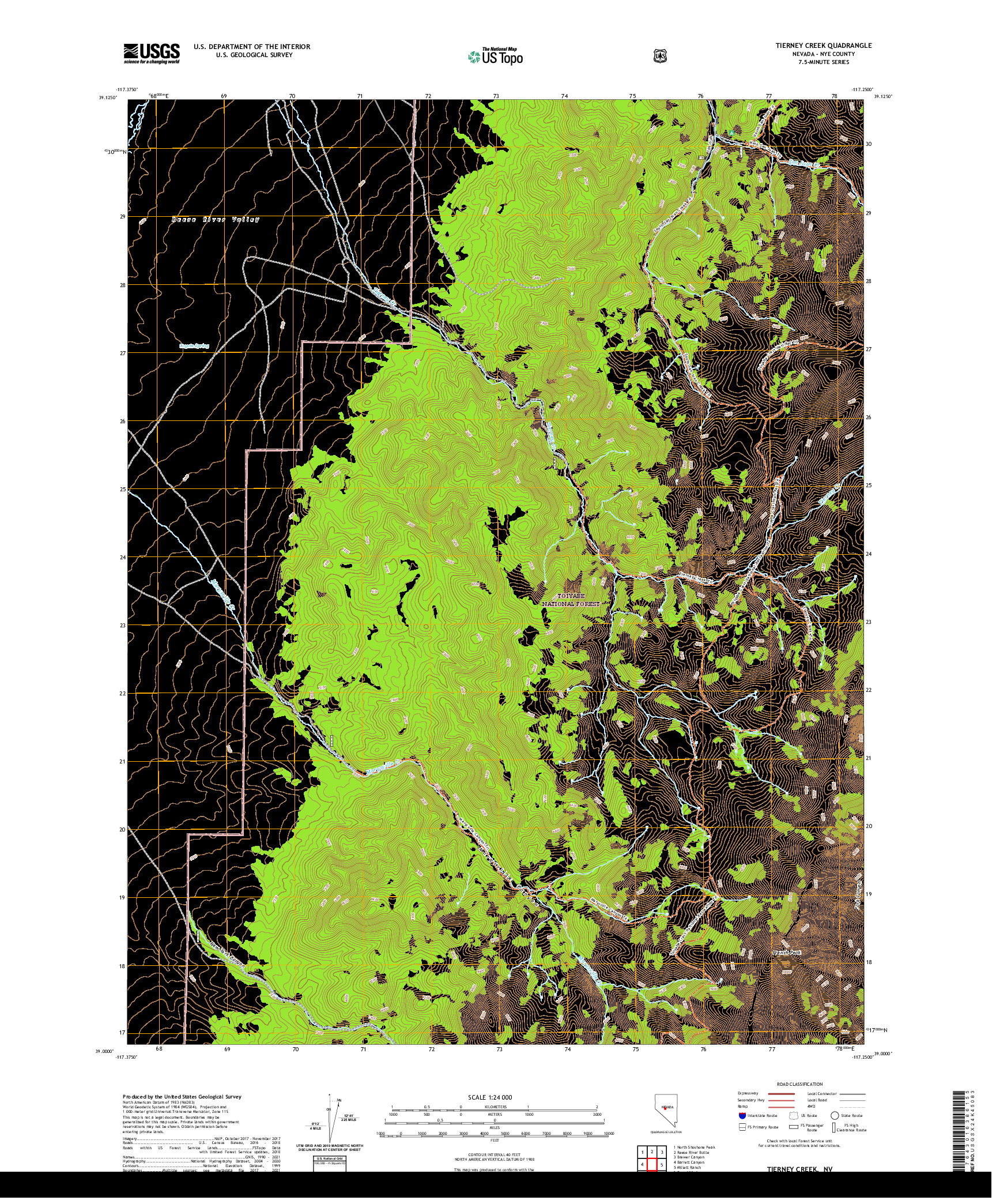 US TOPO 7.5-MINUTE MAP FOR TIERNEY CREEK, NV