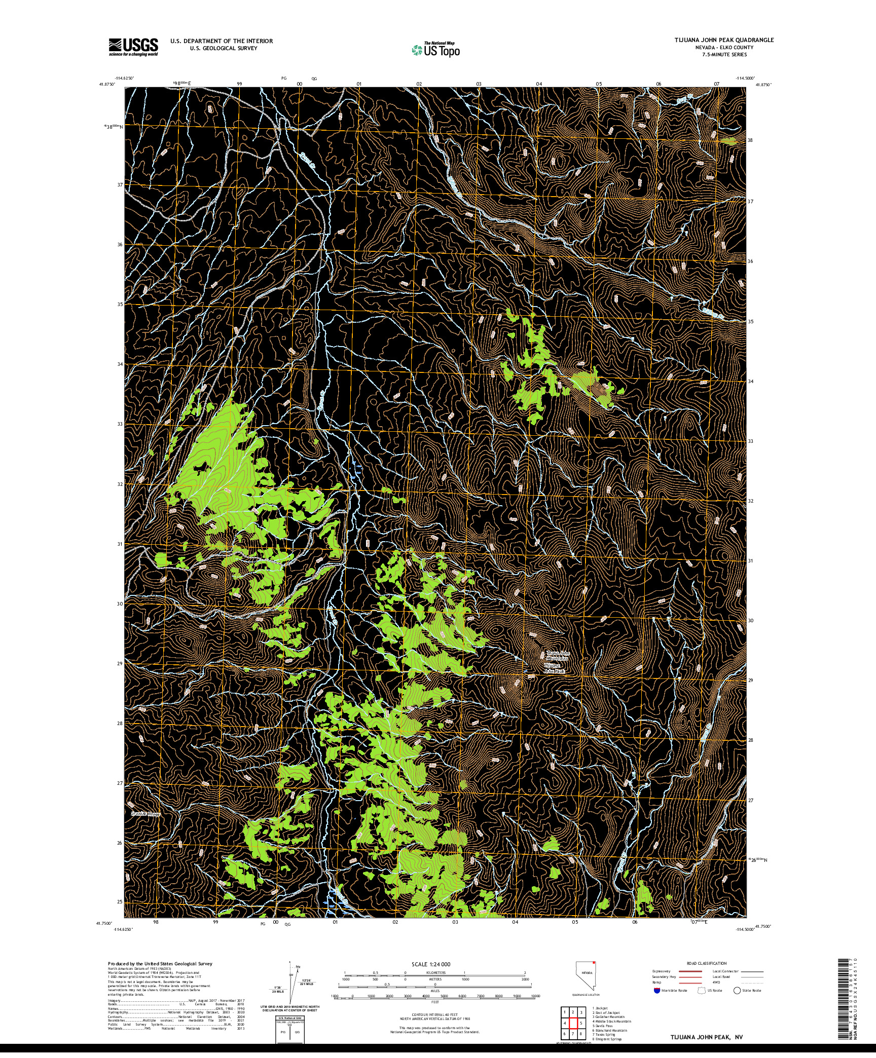 US TOPO 7.5-MINUTE MAP FOR TIJUANA JOHN PEAK, NV