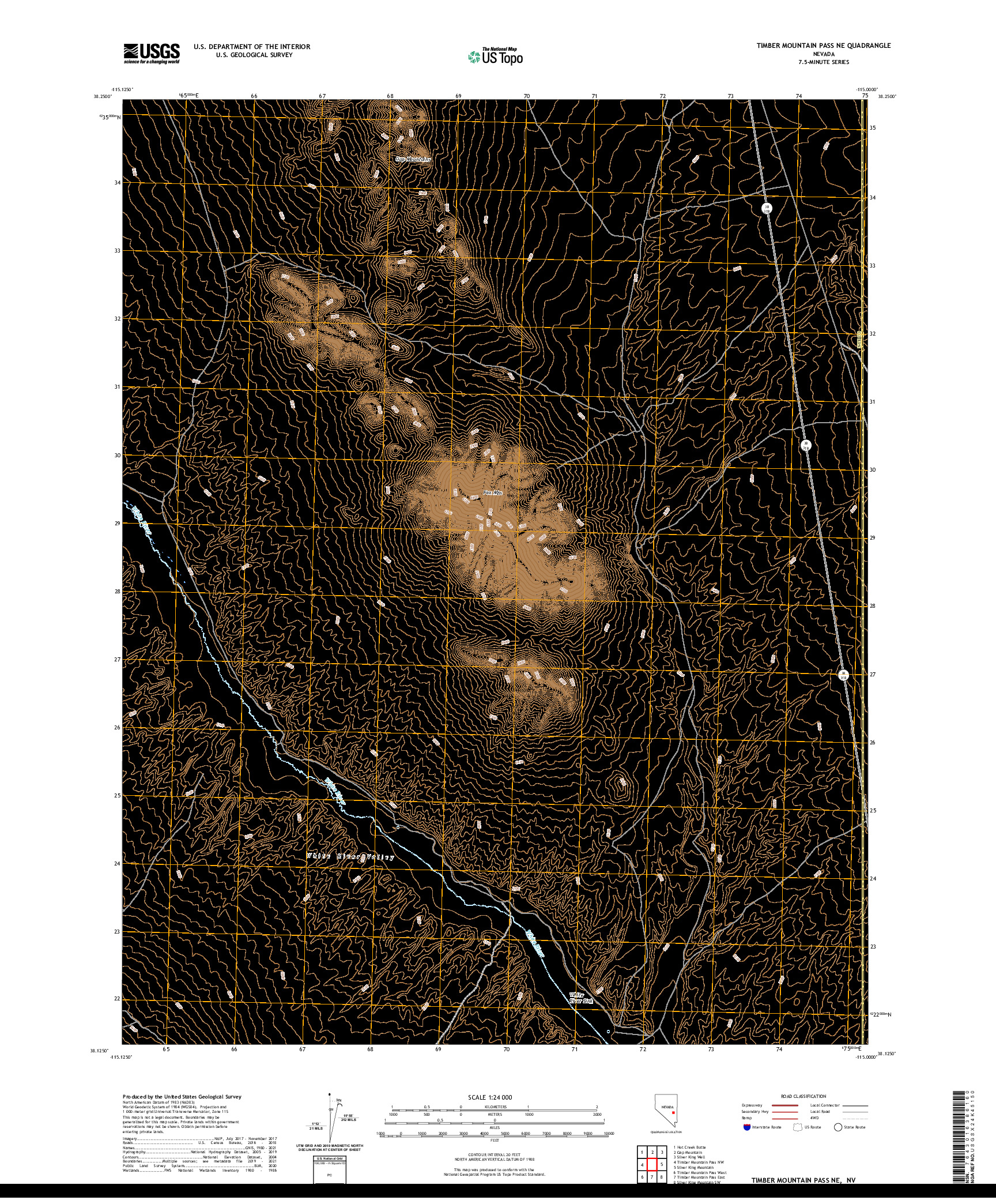 US TOPO 7.5-MINUTE MAP FOR TIMBER MOUNTAIN PASS NE, NV