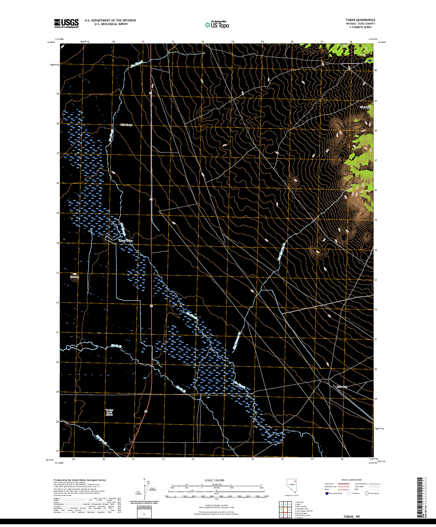 US TOPO 7.5-MINUTE MAP FOR TOBAR, NV