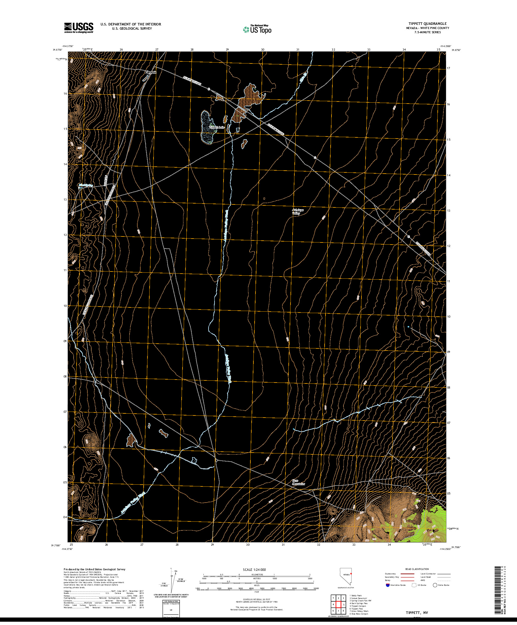 US TOPO 7.5-MINUTE MAP FOR TIPPETT, NV