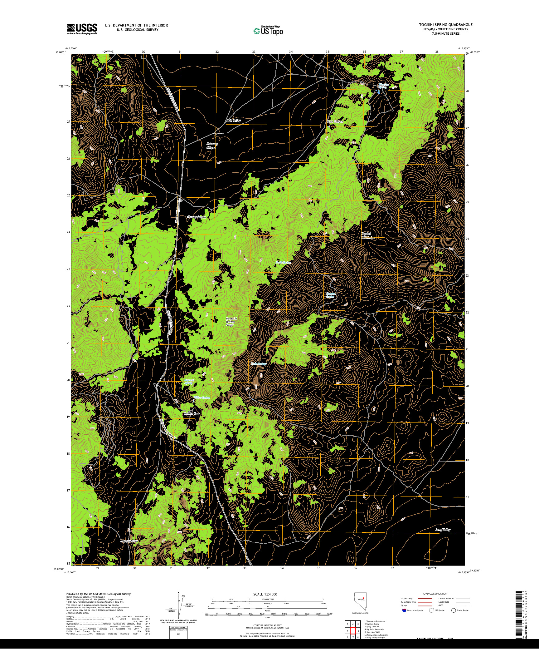 US TOPO 7.5-MINUTE MAP FOR TOGNINI SPRING, NV