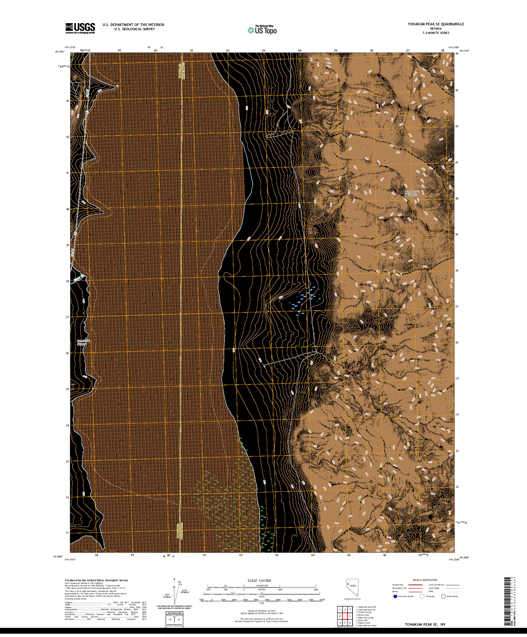 US TOPO 7.5-MINUTE MAP FOR TOHAKUM PEAK SE, NV