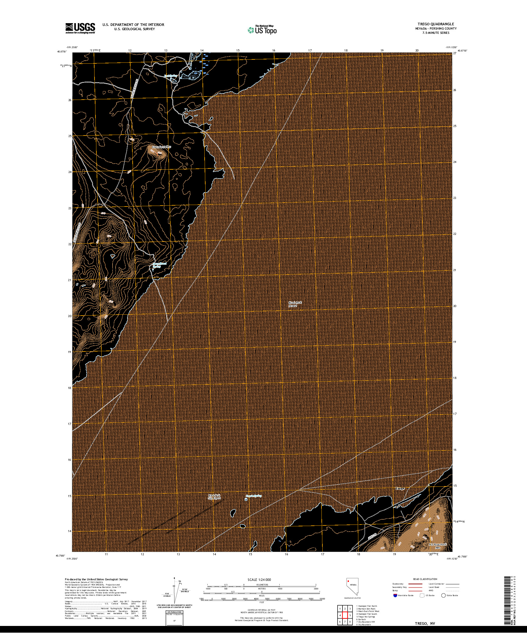 US TOPO 7.5-MINUTE MAP FOR TREGO, NV