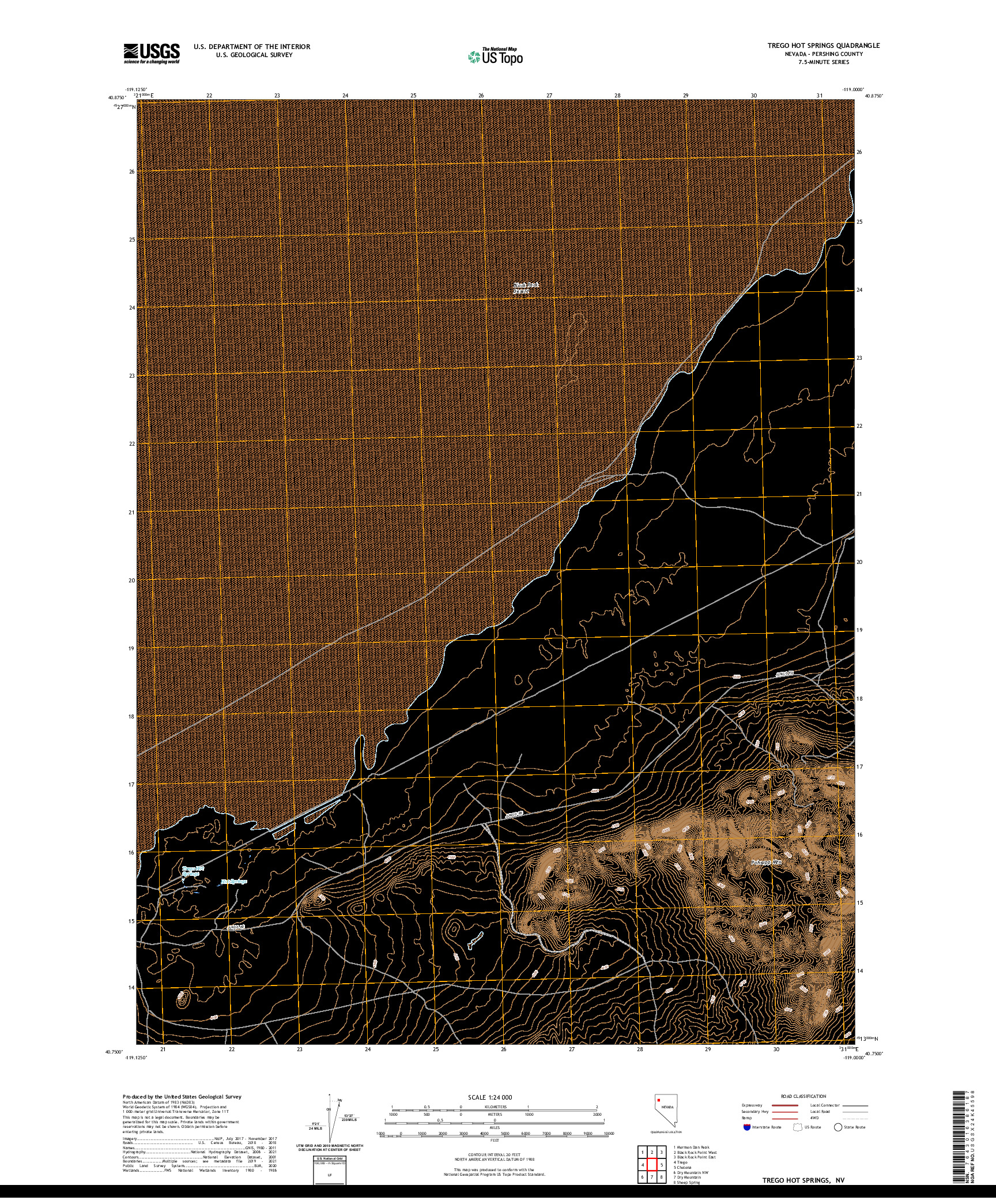 US TOPO 7.5-MINUTE MAP FOR TREGO HOT SPRINGS, NV