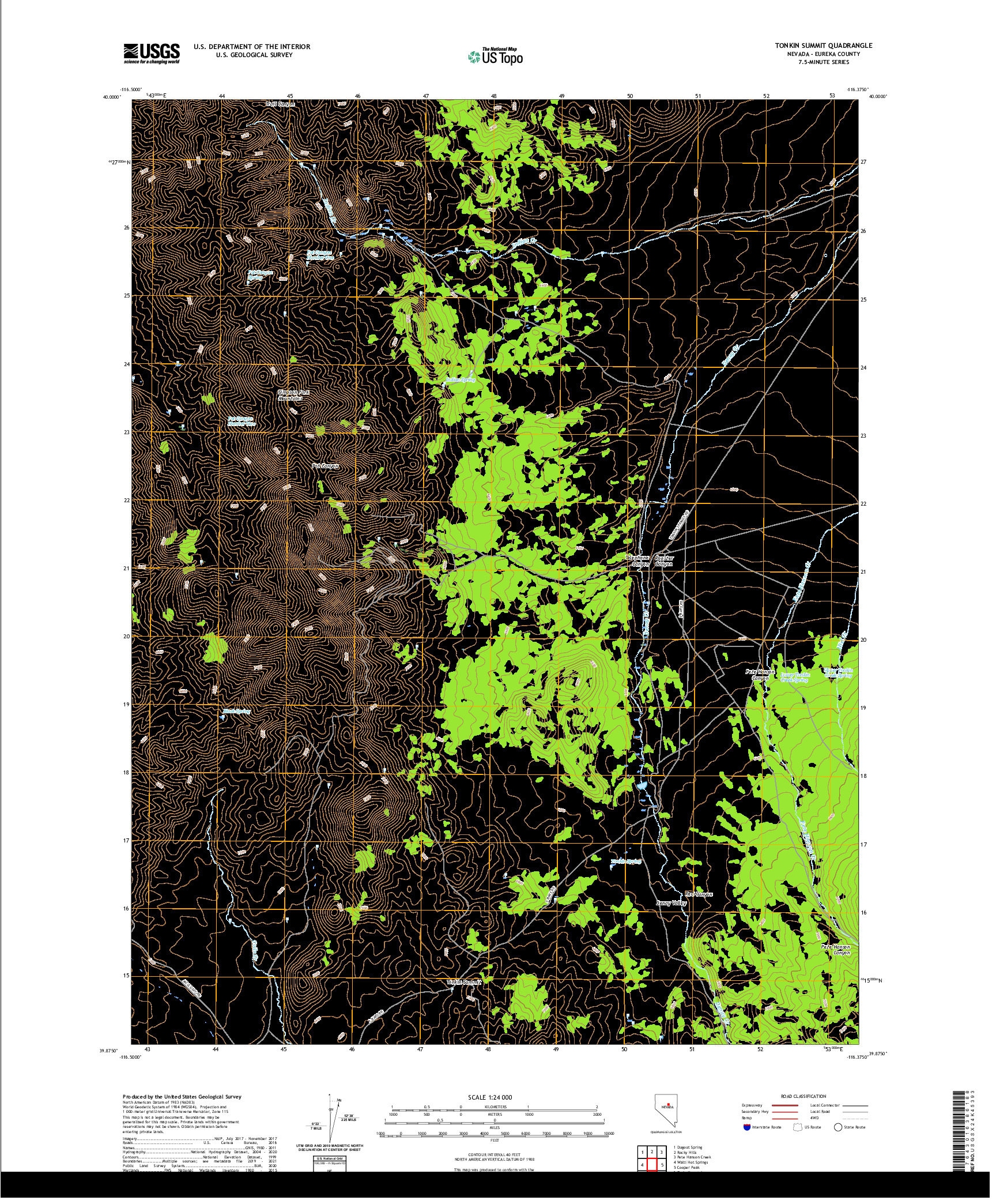 US TOPO 7.5-MINUTE MAP FOR TONKIN SUMMIT, NV