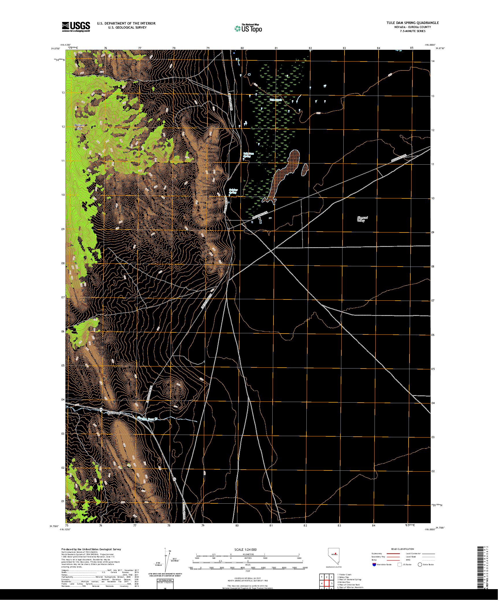 US TOPO 7.5-MINUTE MAP FOR TULE DAM SPRING, NV