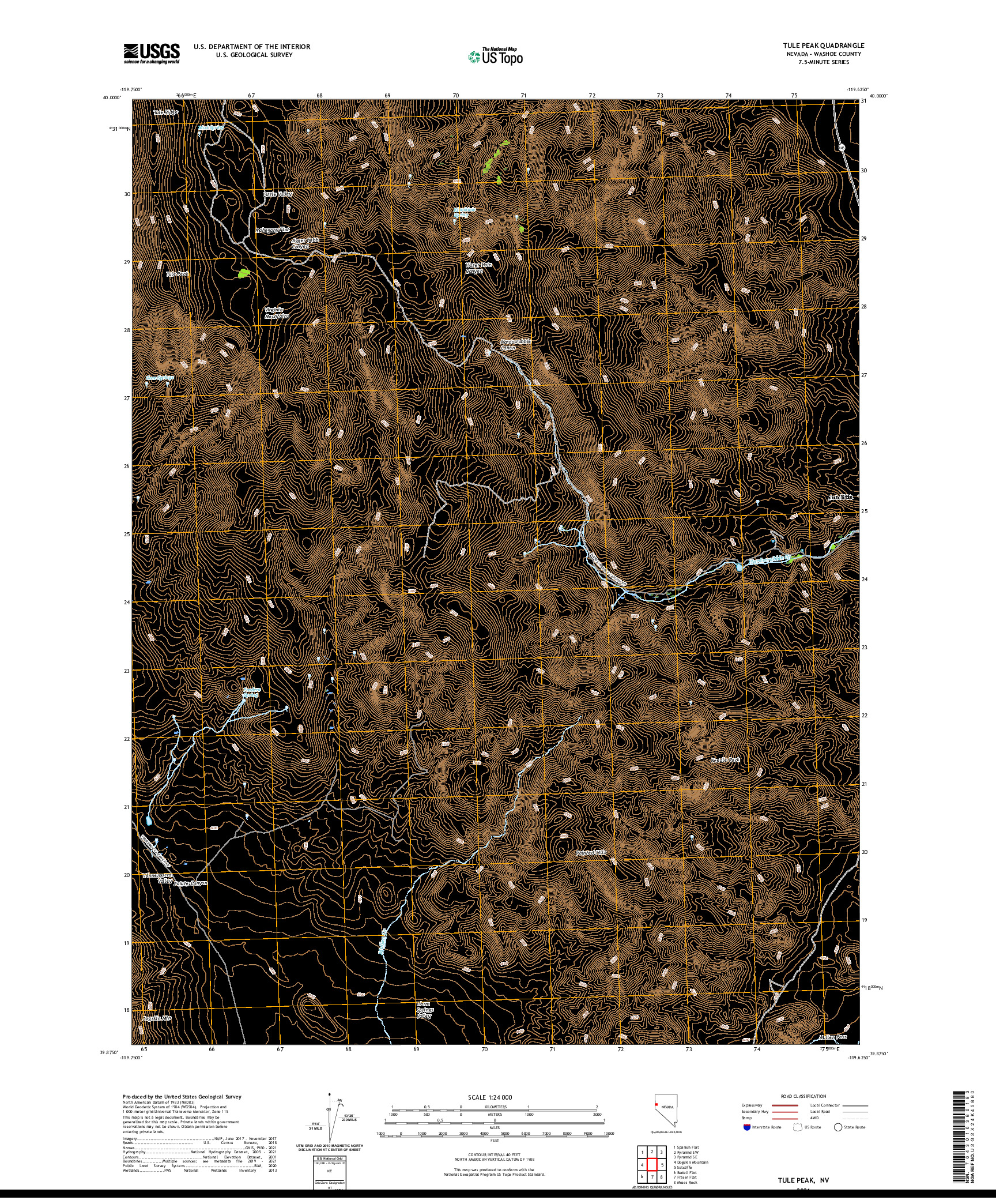 US TOPO 7.5-MINUTE MAP FOR TULE PEAK, NV