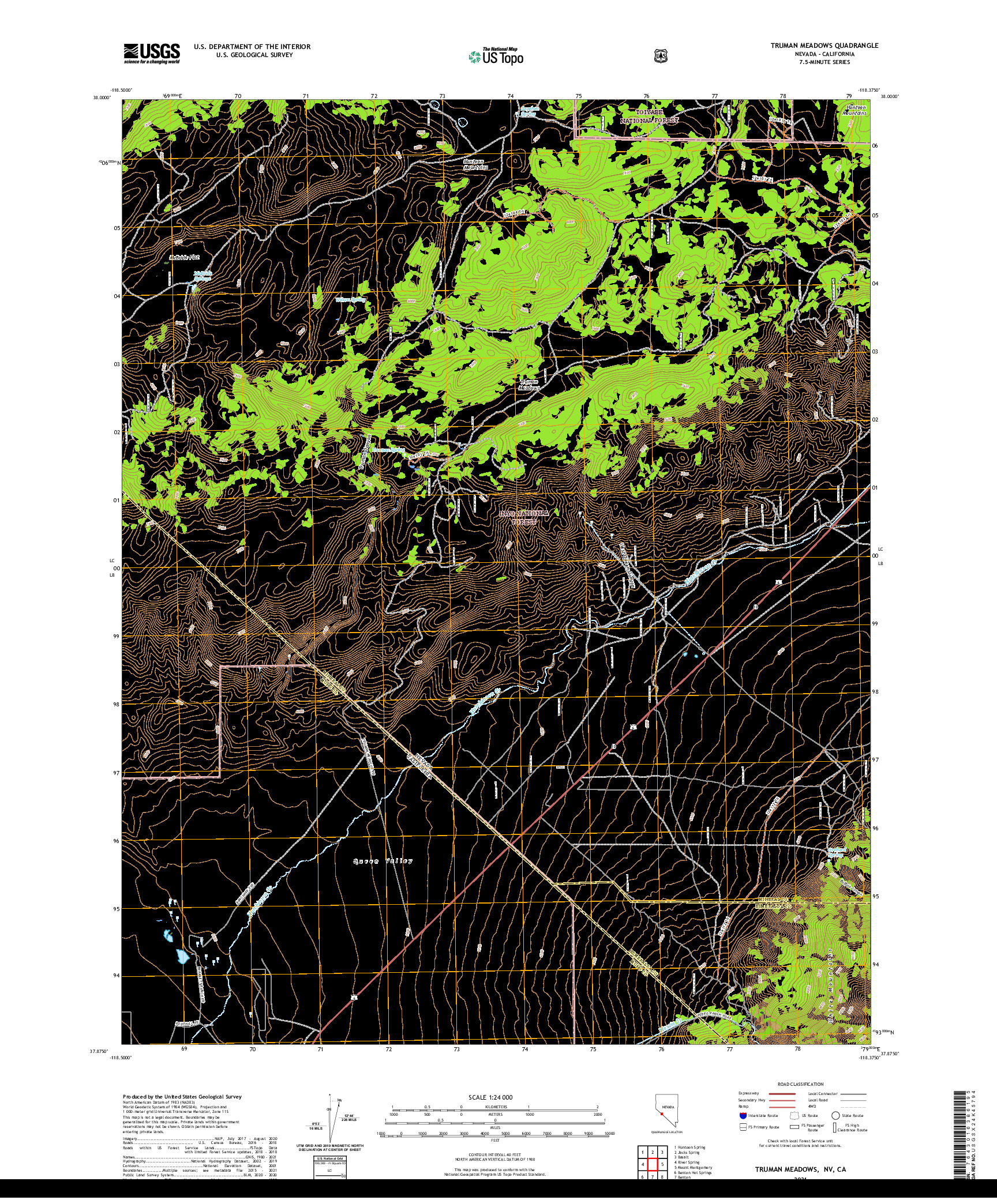 US TOPO 7.5-MINUTE MAP FOR TRUMAN MEADOWS, NV,CA