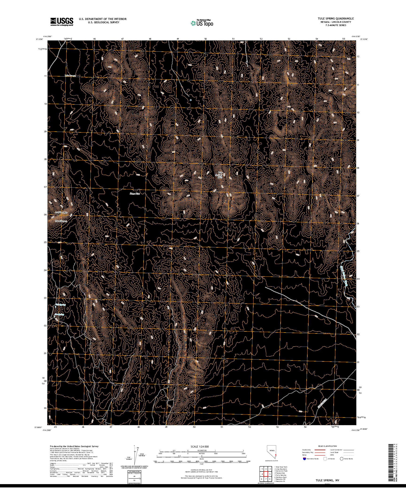 US TOPO 7.5-MINUTE MAP FOR TULE SPRING, NV