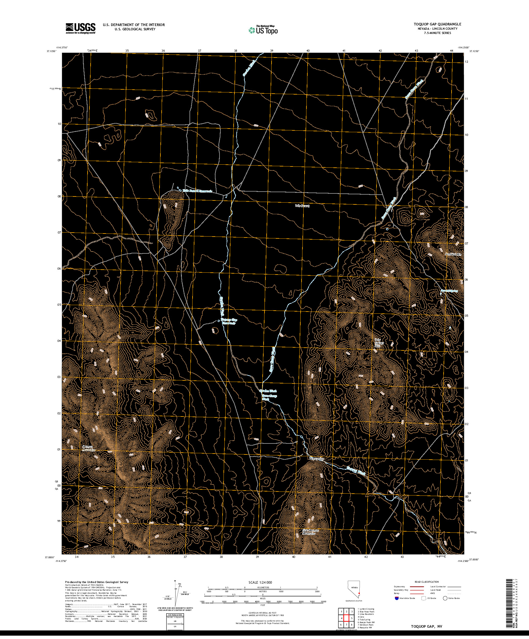 US TOPO 7.5-MINUTE MAP FOR TOQUOP GAP, NV