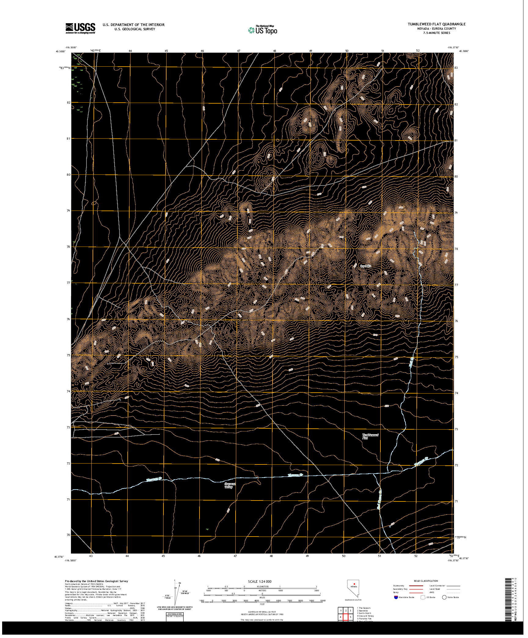 US TOPO 7.5-MINUTE MAP FOR TUMBLEWEED FLAT, NV